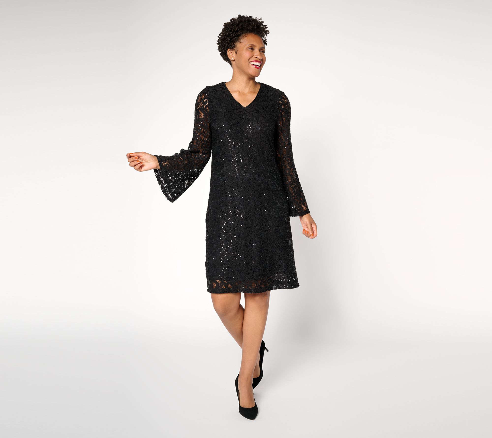 nicole by Nicole Miller Regular Stretch Sequin Lace Dress