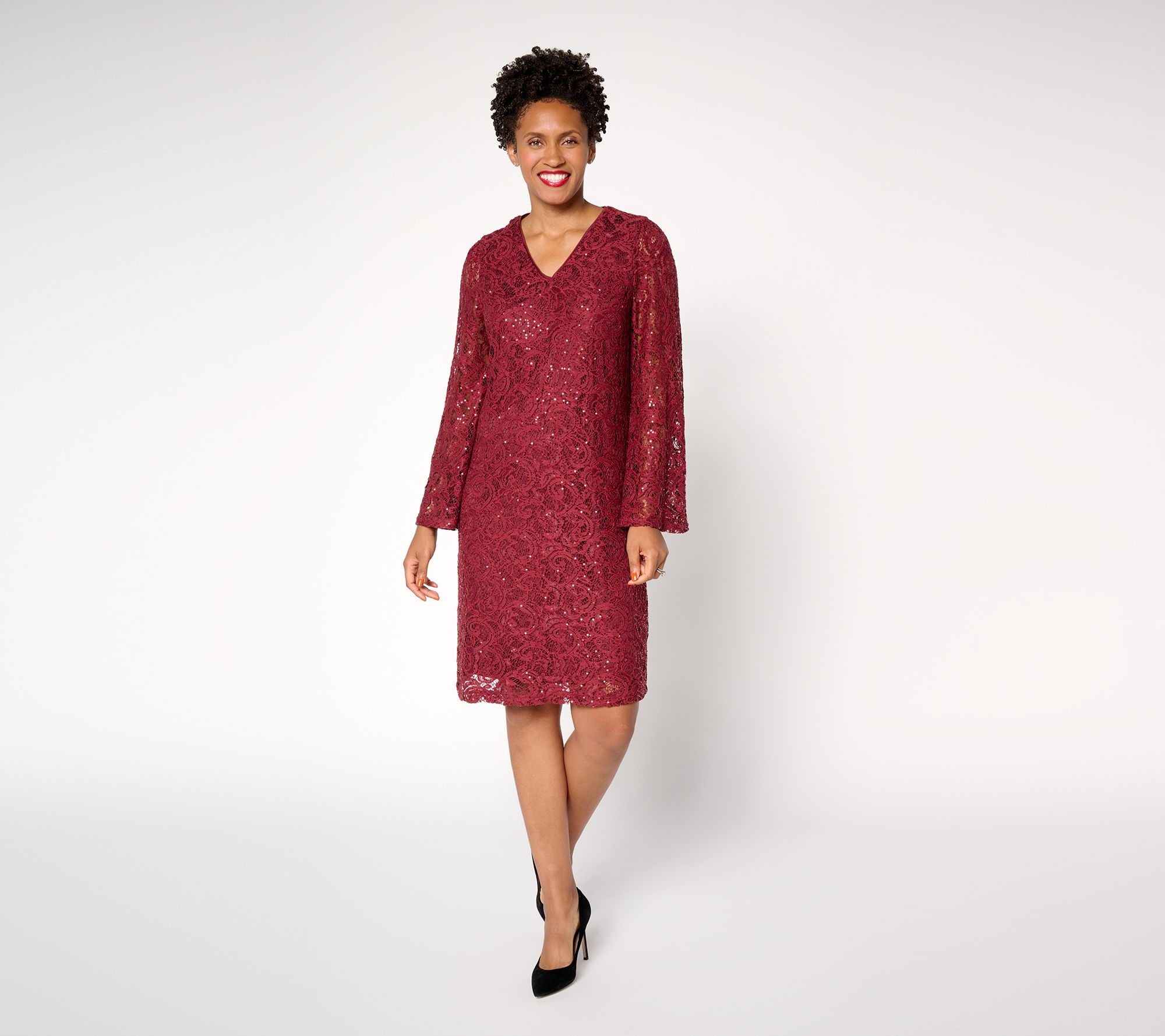 nicole by Nicole Miller Regular Stretch Sequin Lace Dress