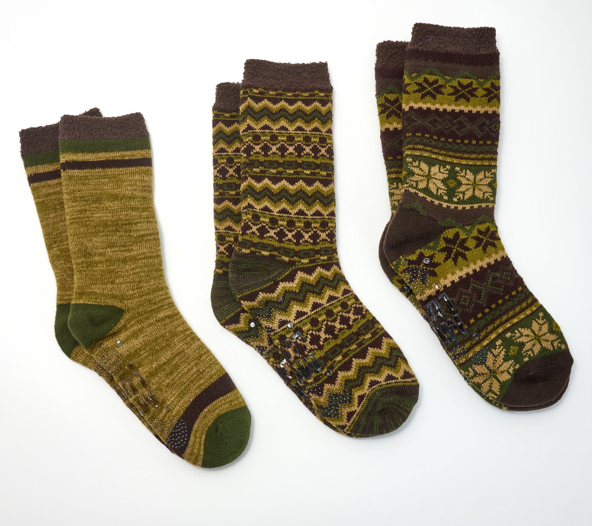 MUK LUKS Men's Set of 3 Jojoba Infused Cozy-Lined Lounge Socks