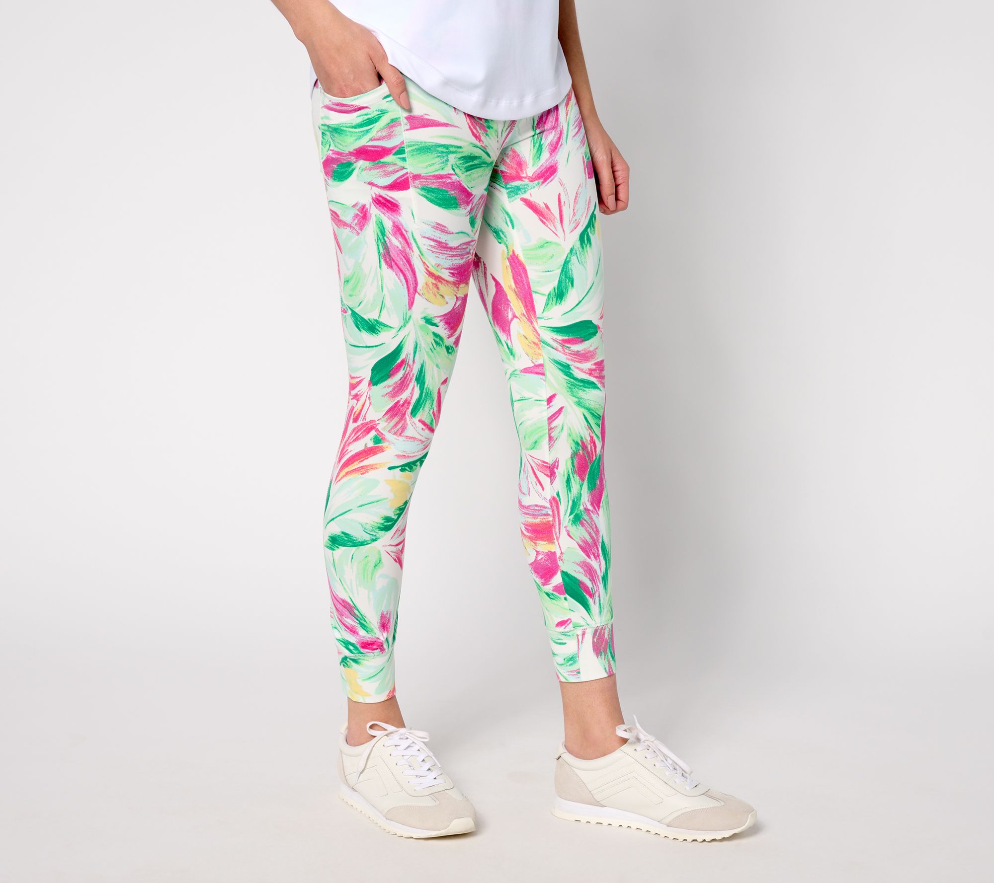 "As Is" Belle Body by Kim Gravel Regular Watercolor Palm Crop Joggers