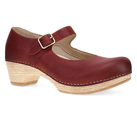 Dansko Lilah Red Waxy Burnished Leather Mary Jane