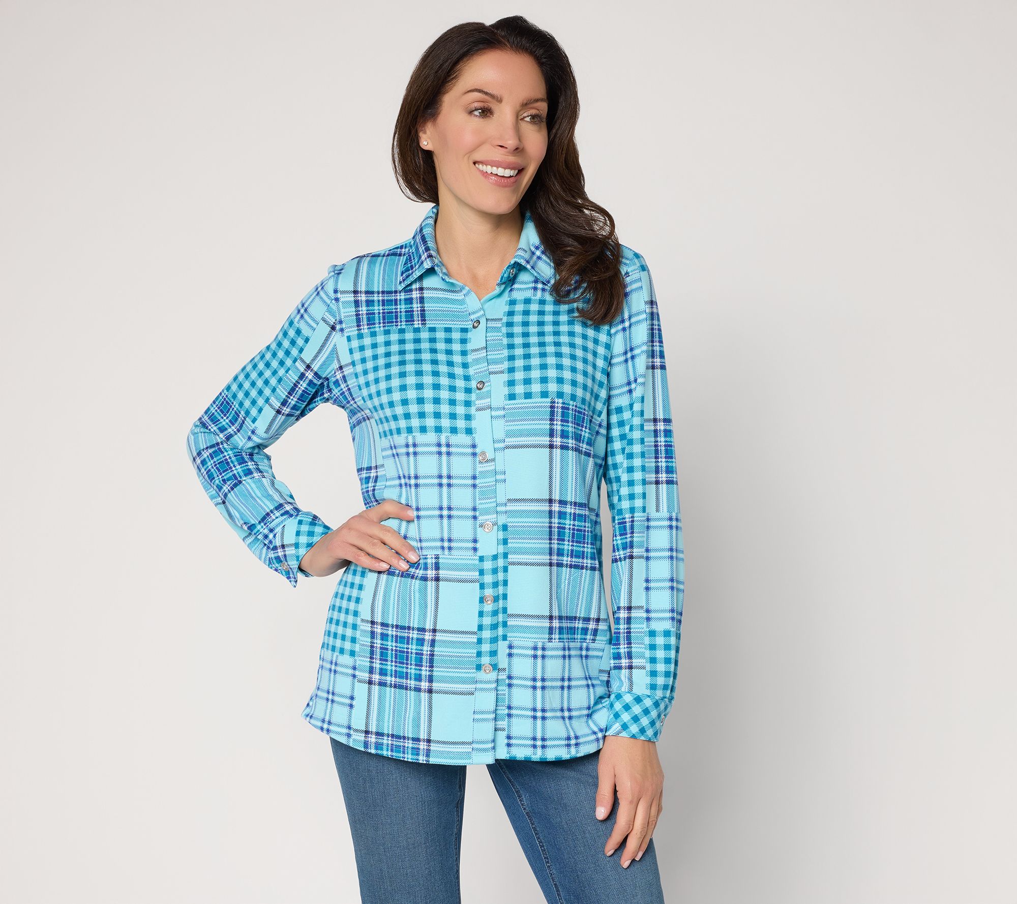 Denim & Co. Petite Heavenly Jersey Printed Tunic