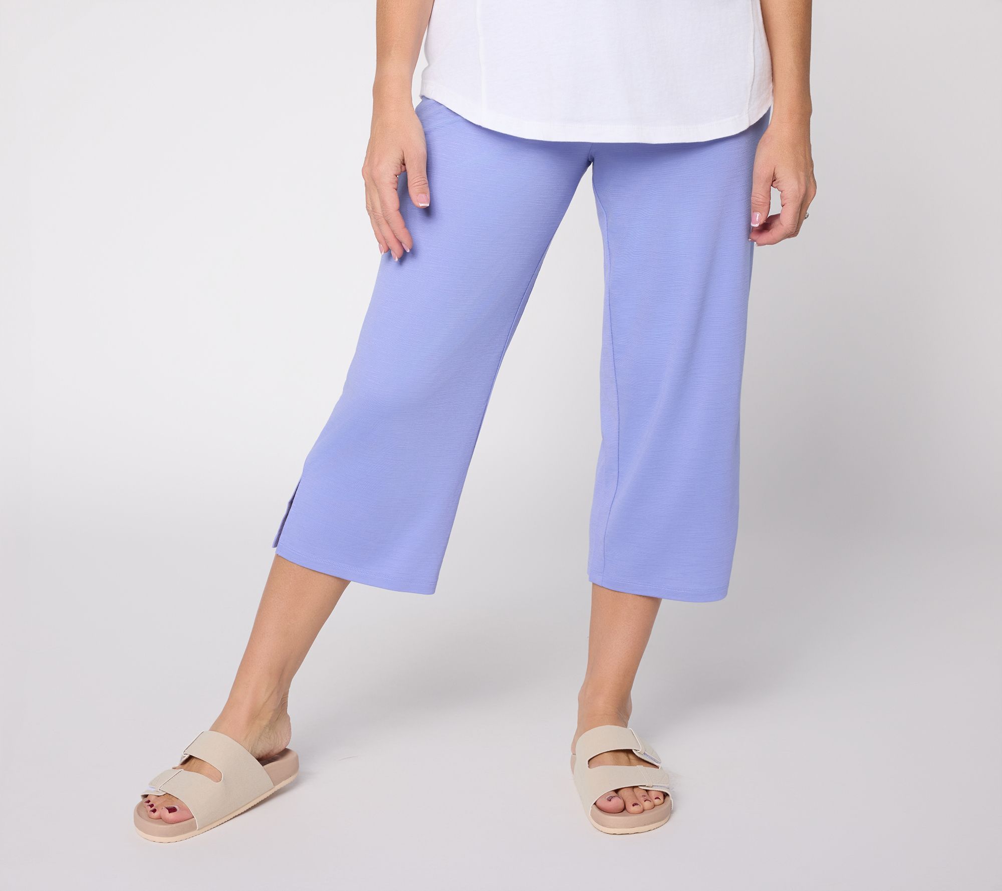 Anybody Regular Smooth Slub Knit Capri Pant with Side Slits