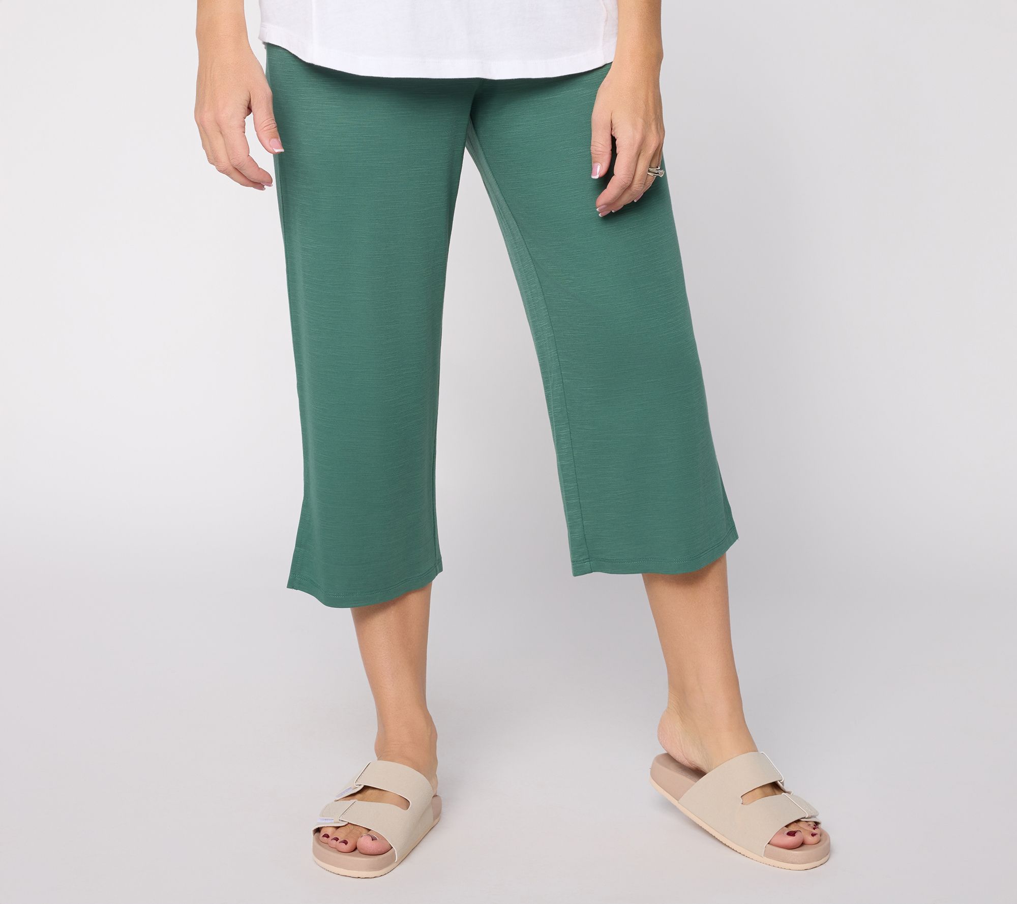 Anybody Regular Smooth Slub Knit Capri Pant with Side Slits