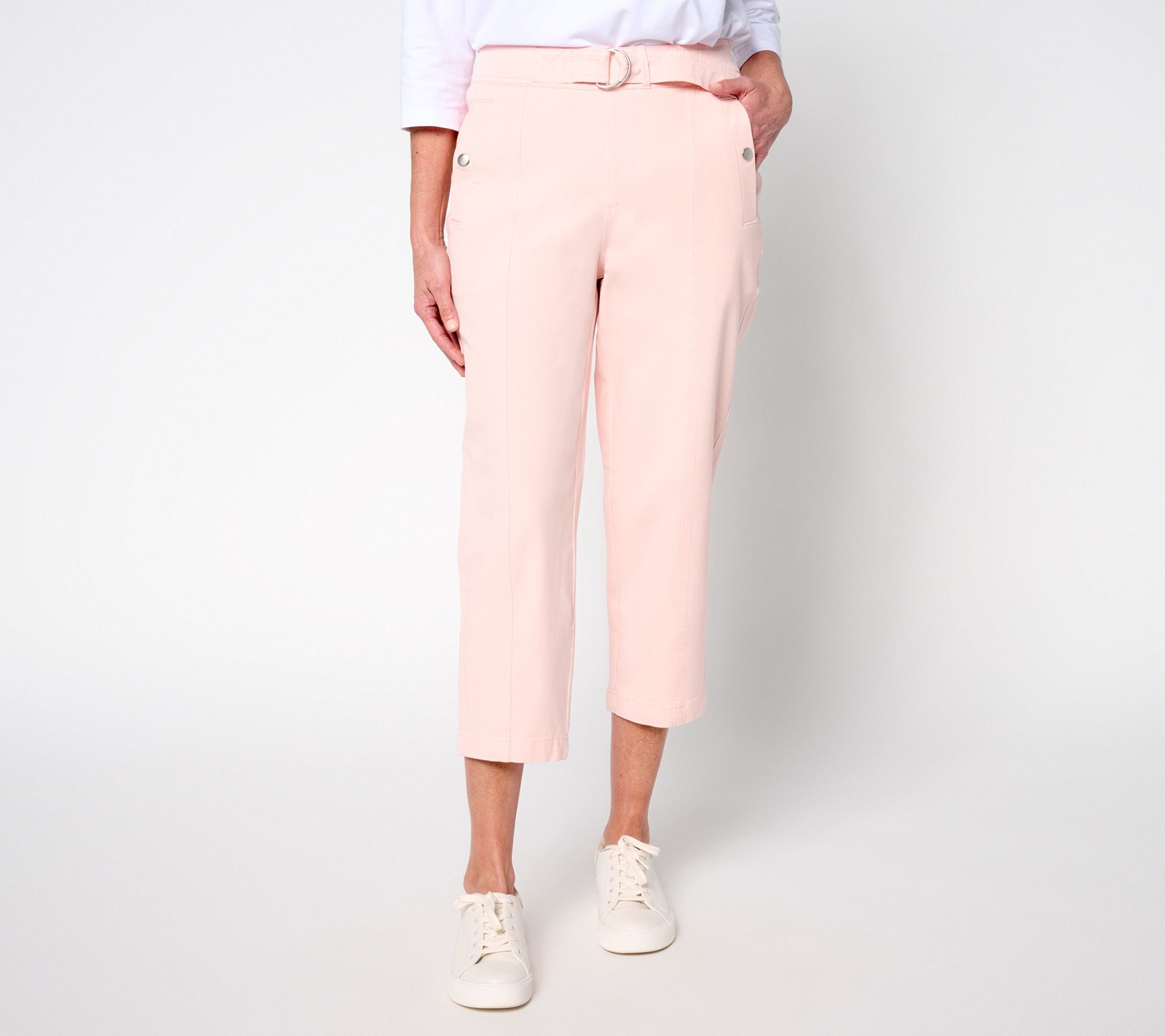 "As Is" AnyBody Tall All- Stretch Twill Tapered Pants w/ Faux Belt