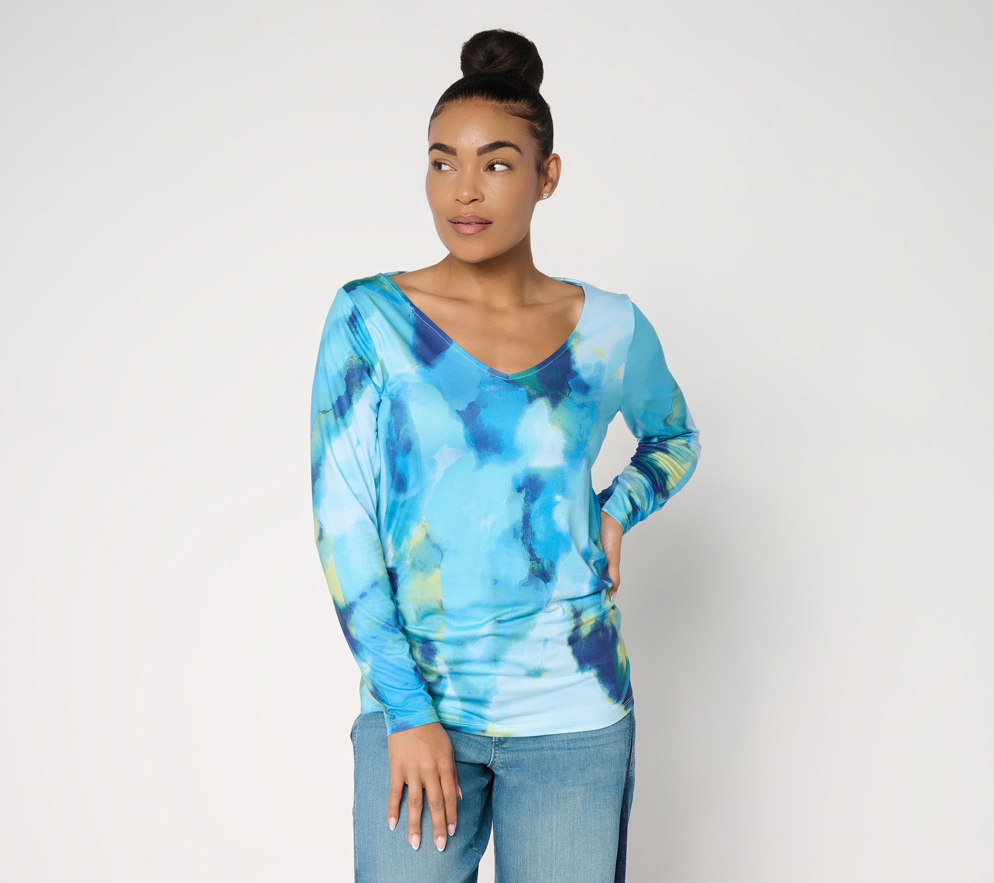 Mally Roncal Two-Way Neckline Feather Knit Top