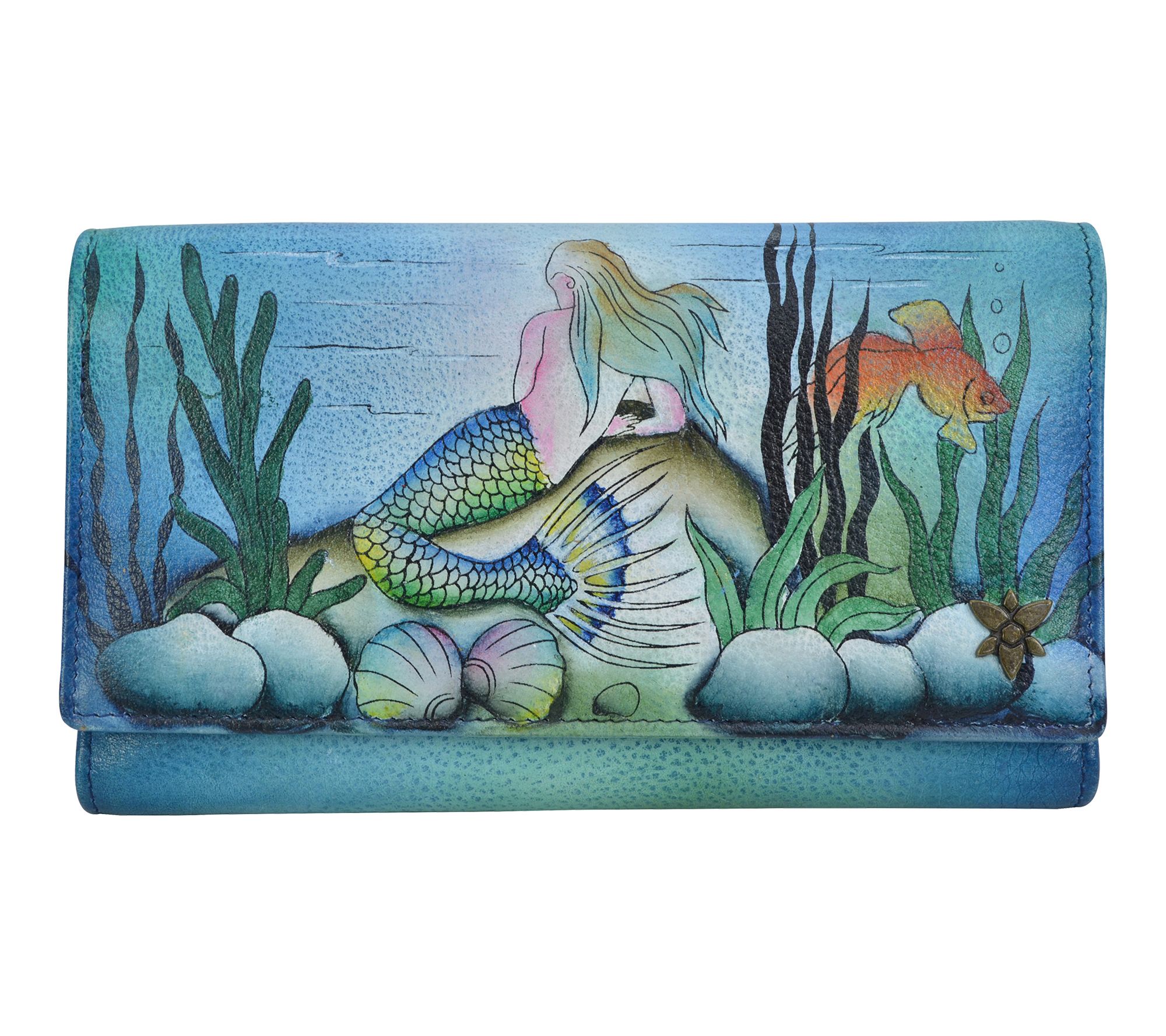 Anushcka Painted Leather Checkbook Clutch withRFID