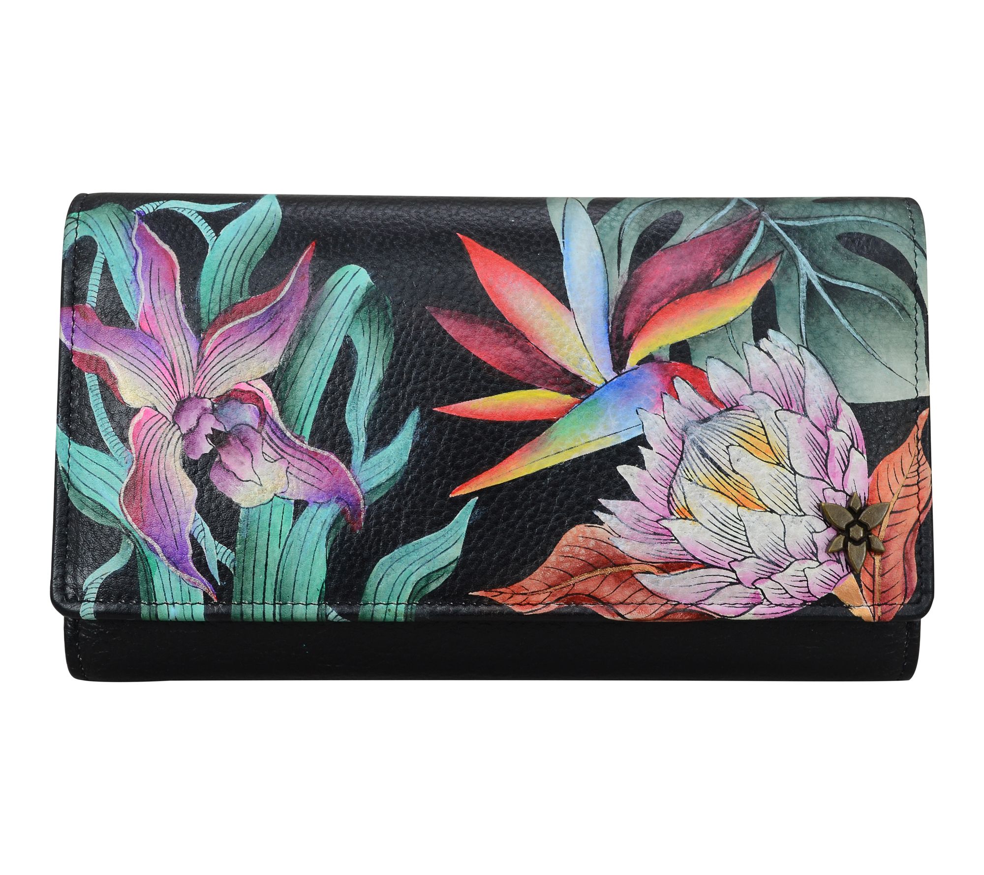 Anushcka Painted Leather Checkbook Clutch withRFID