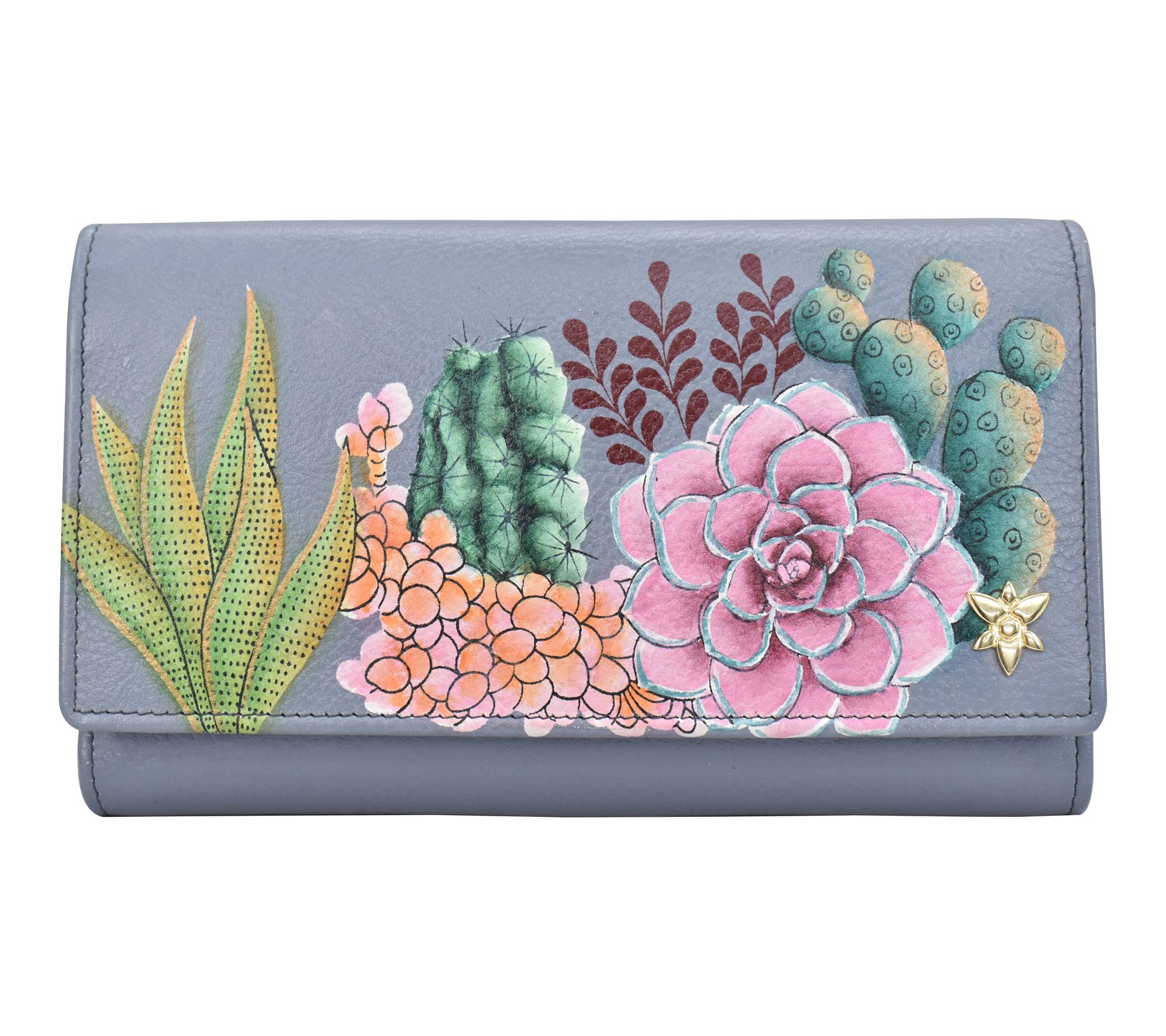 Anushcka Painted Leather Checkbook Clutch withRFID
