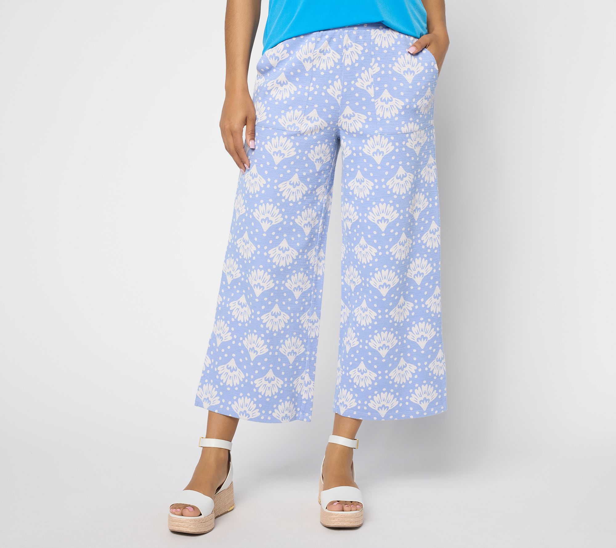 Susan Graver Soleil Regular Printed Slub Knit Pants