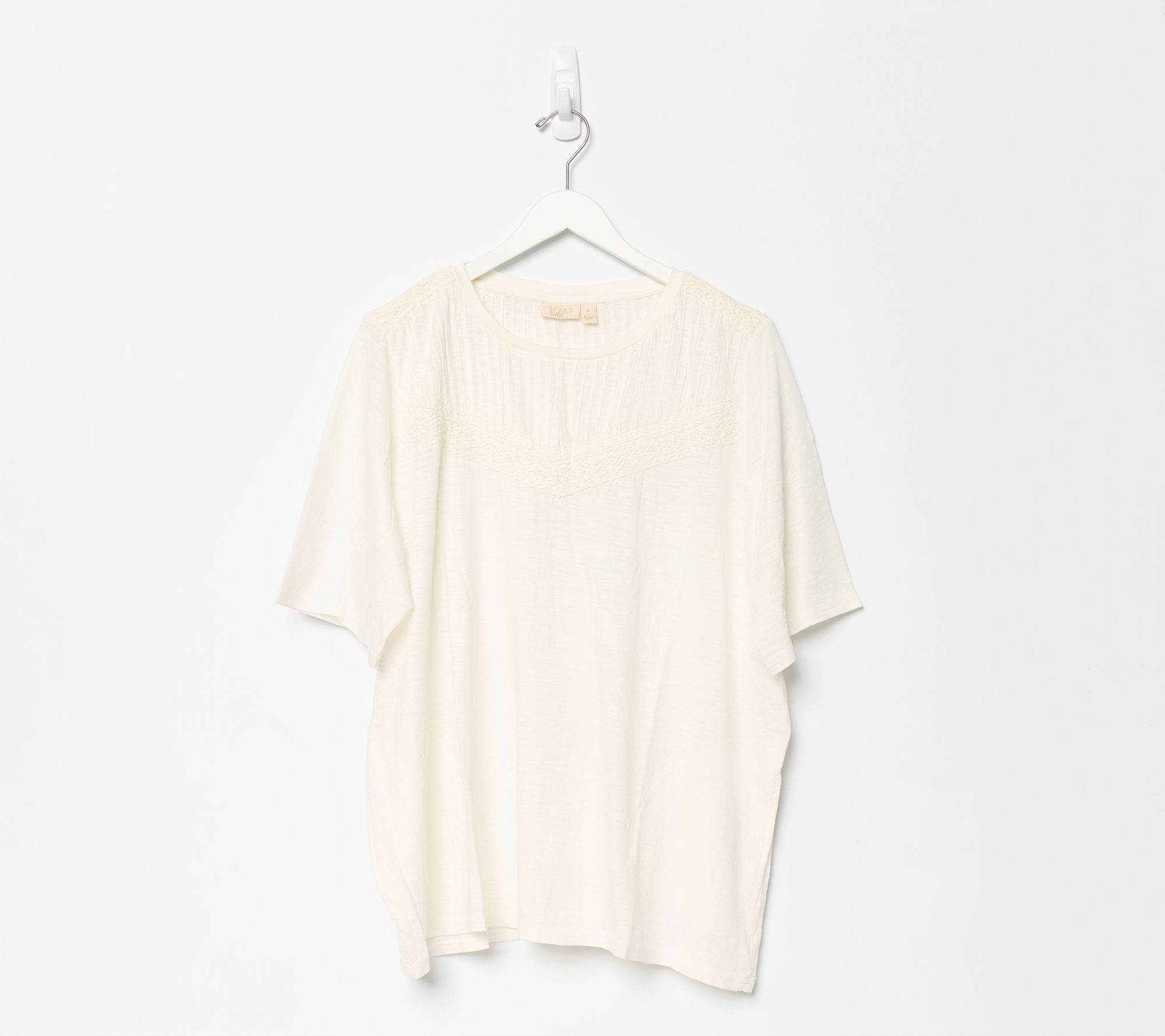 LOGO Lavish by Lori Goldstein Embellished Elbow Sleeve Tee