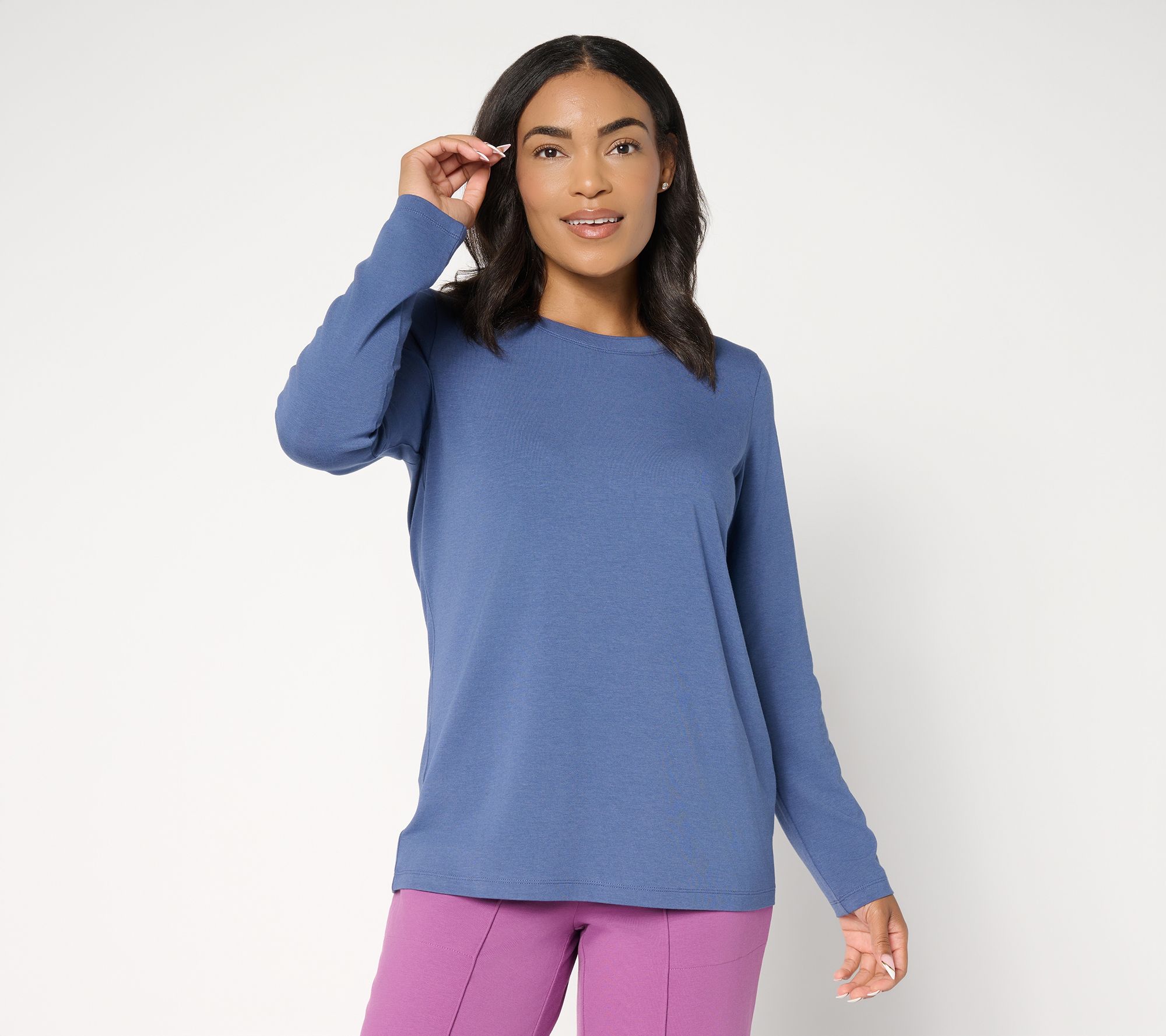 "As Is" Denim & Co. Essentials So Soft Jersey Round Neck Top