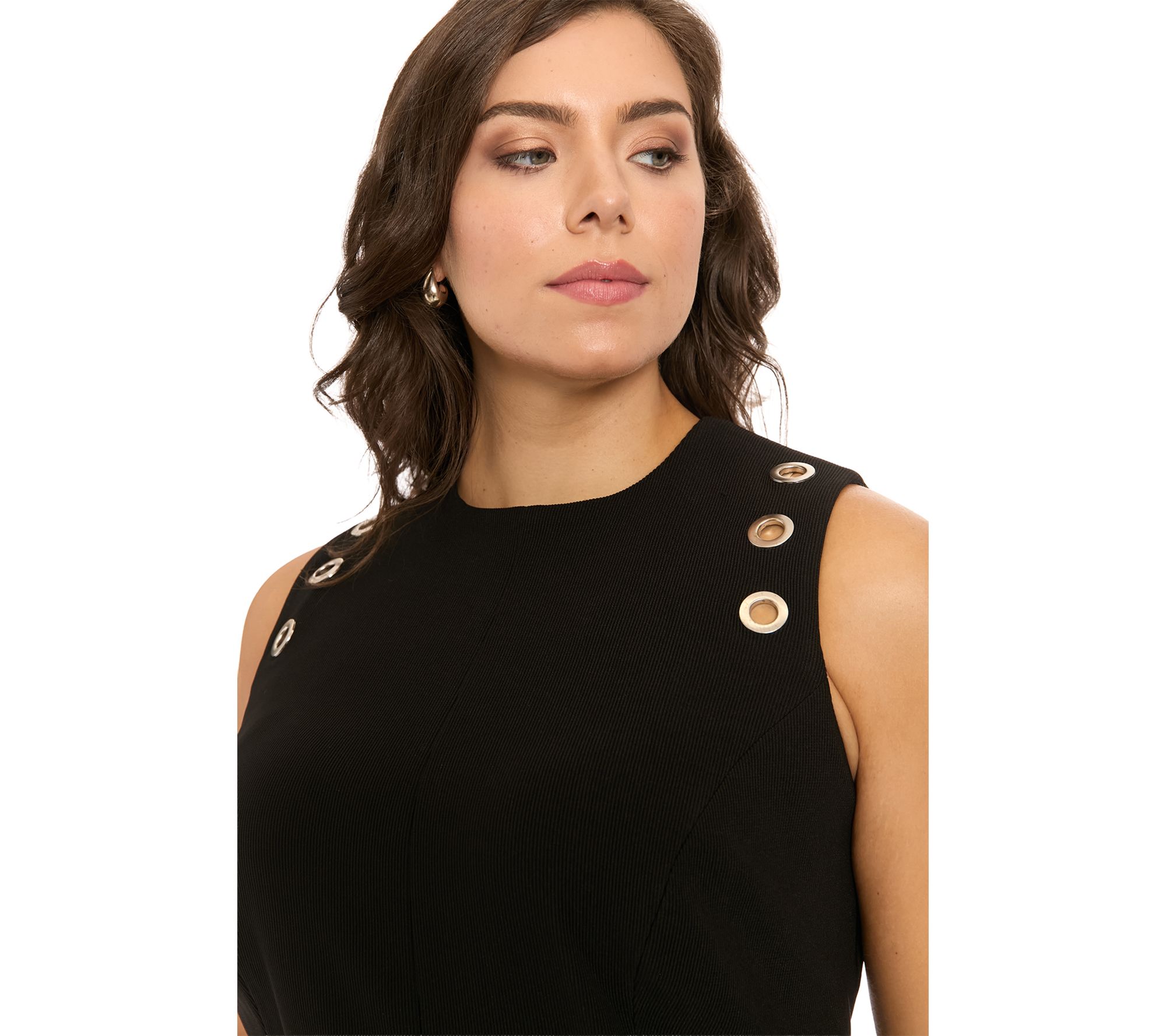 London Times Fit & Flare Midi Dress w/ Grommets