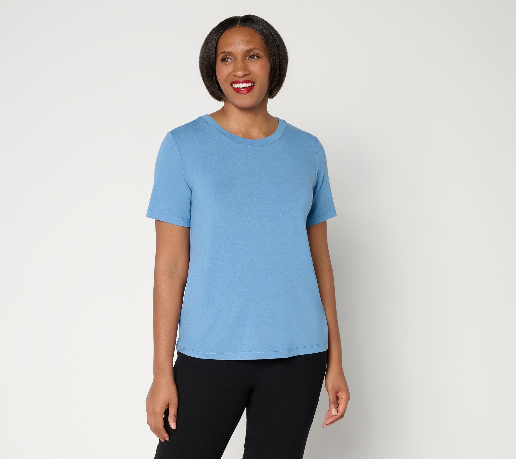  Susan Graver Essentials Rayon Allure Knit Crew Neck Top
