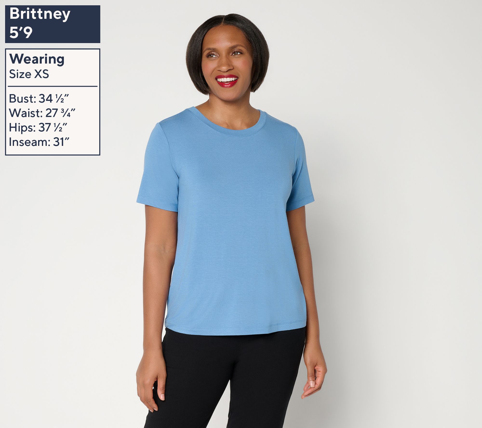 Susan Graver Essentials Rayon Allure Knit Crew Neck Top - QVC.com