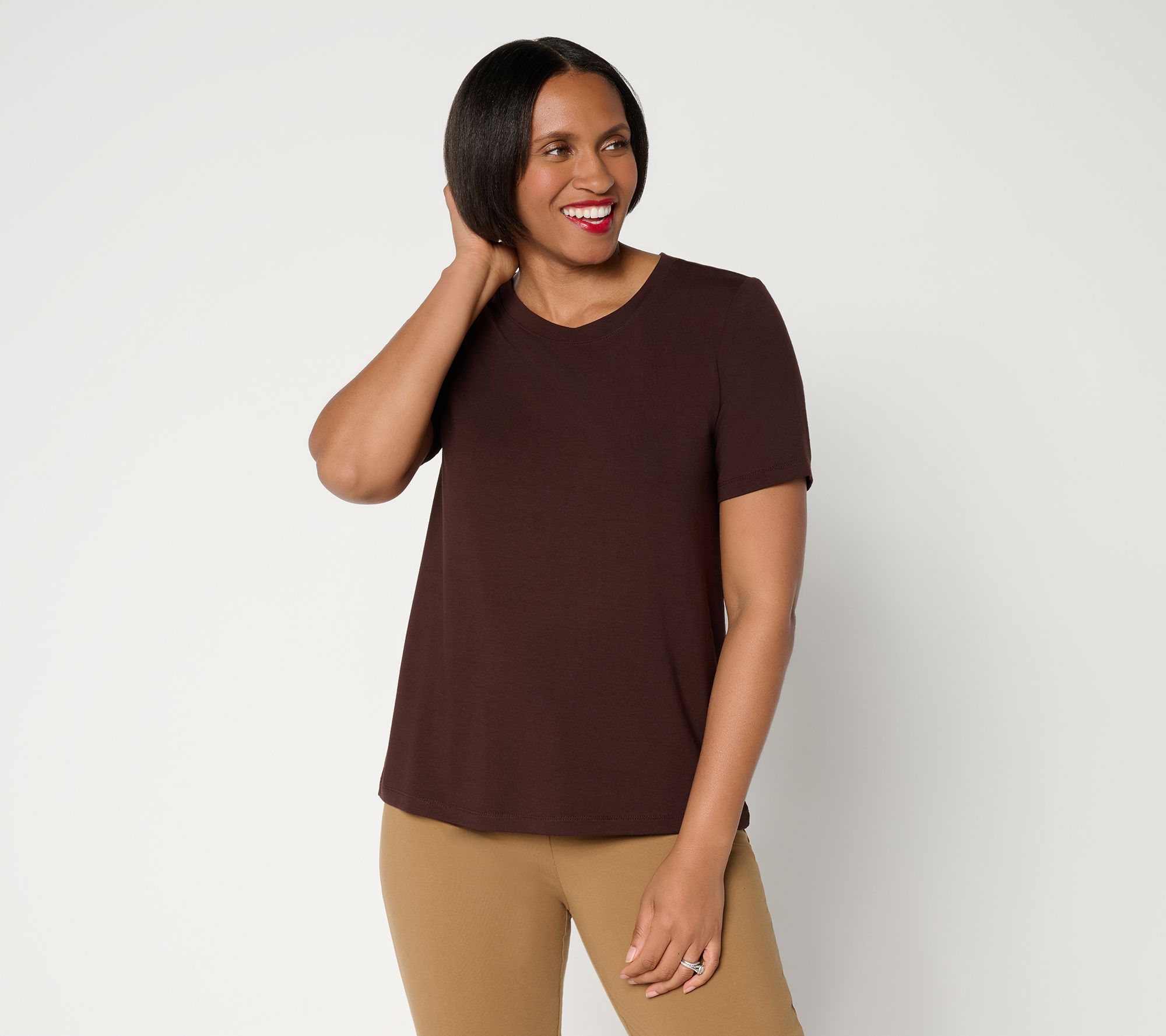Susan Graver Essentials Rayon Allure Knit Crew Neck Top