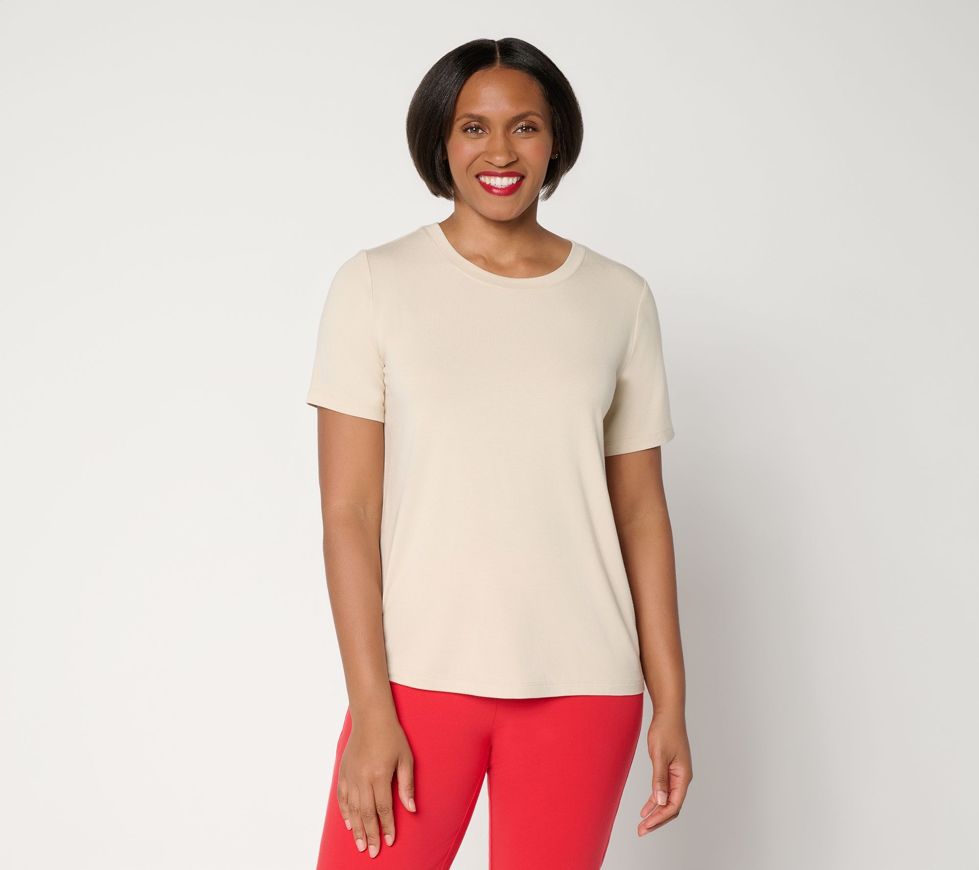 Susan Graver Essentials Rayon Allure Knit Crew Neck Top