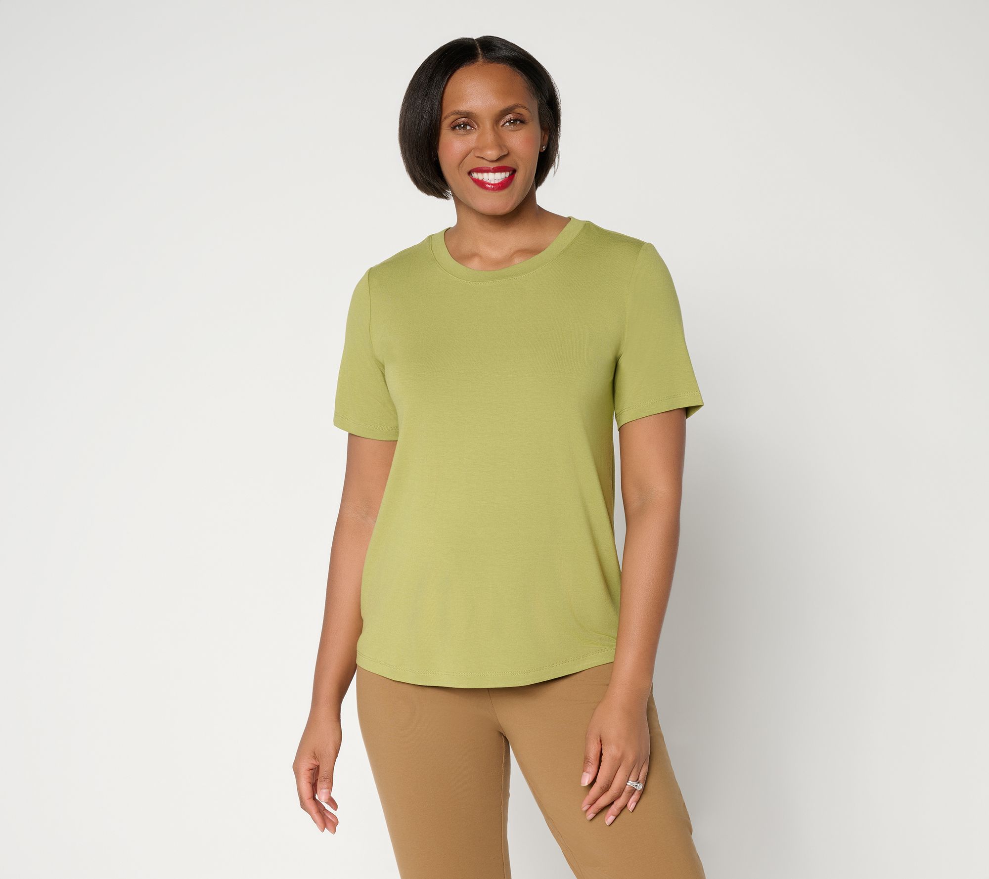 Susan Graver Essentials Rayon Allure Knit Crew Neck Top
