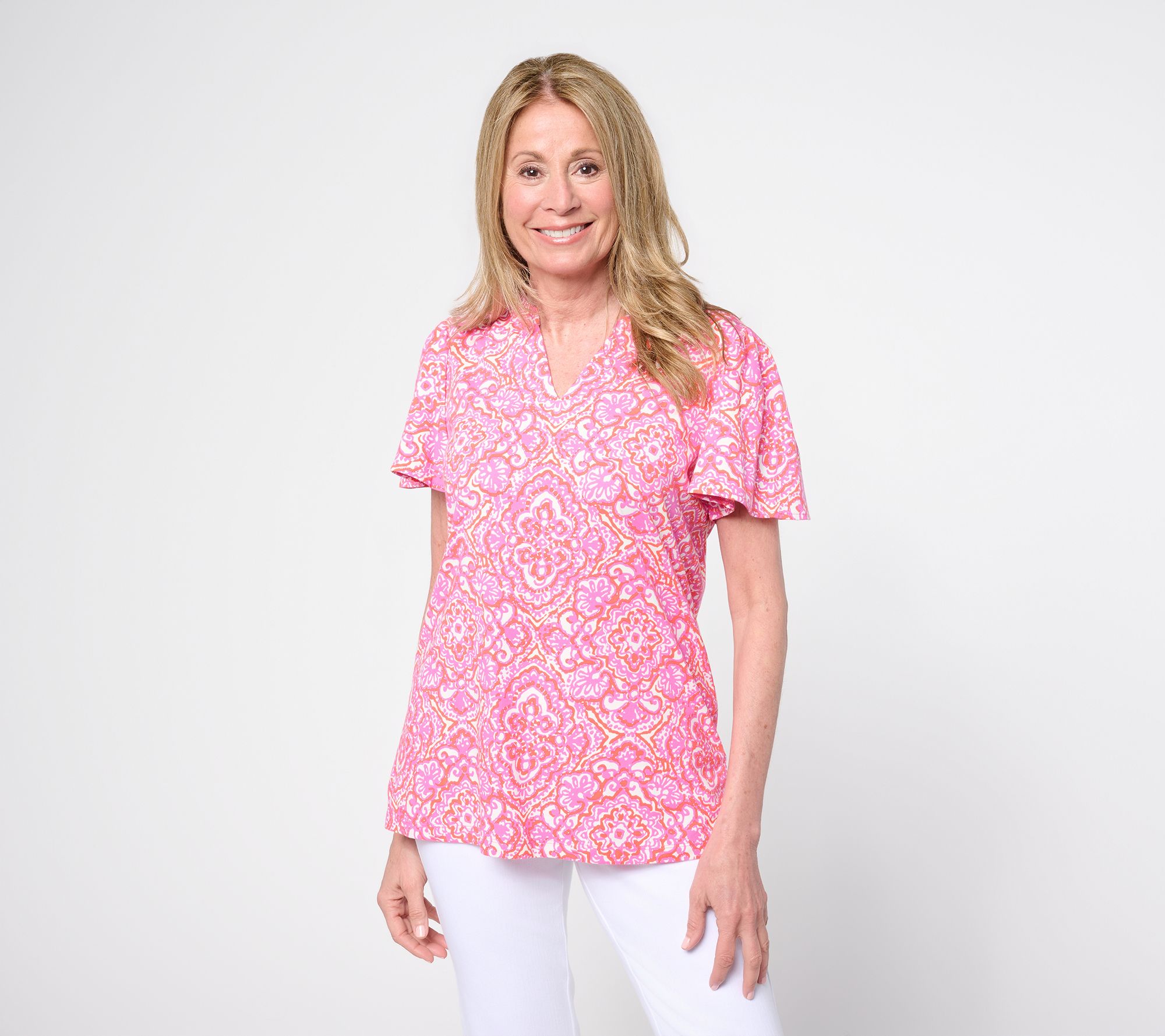 Belle Boho by Kim Gravel Mykonos Mosaic Flutter Sleeve Top