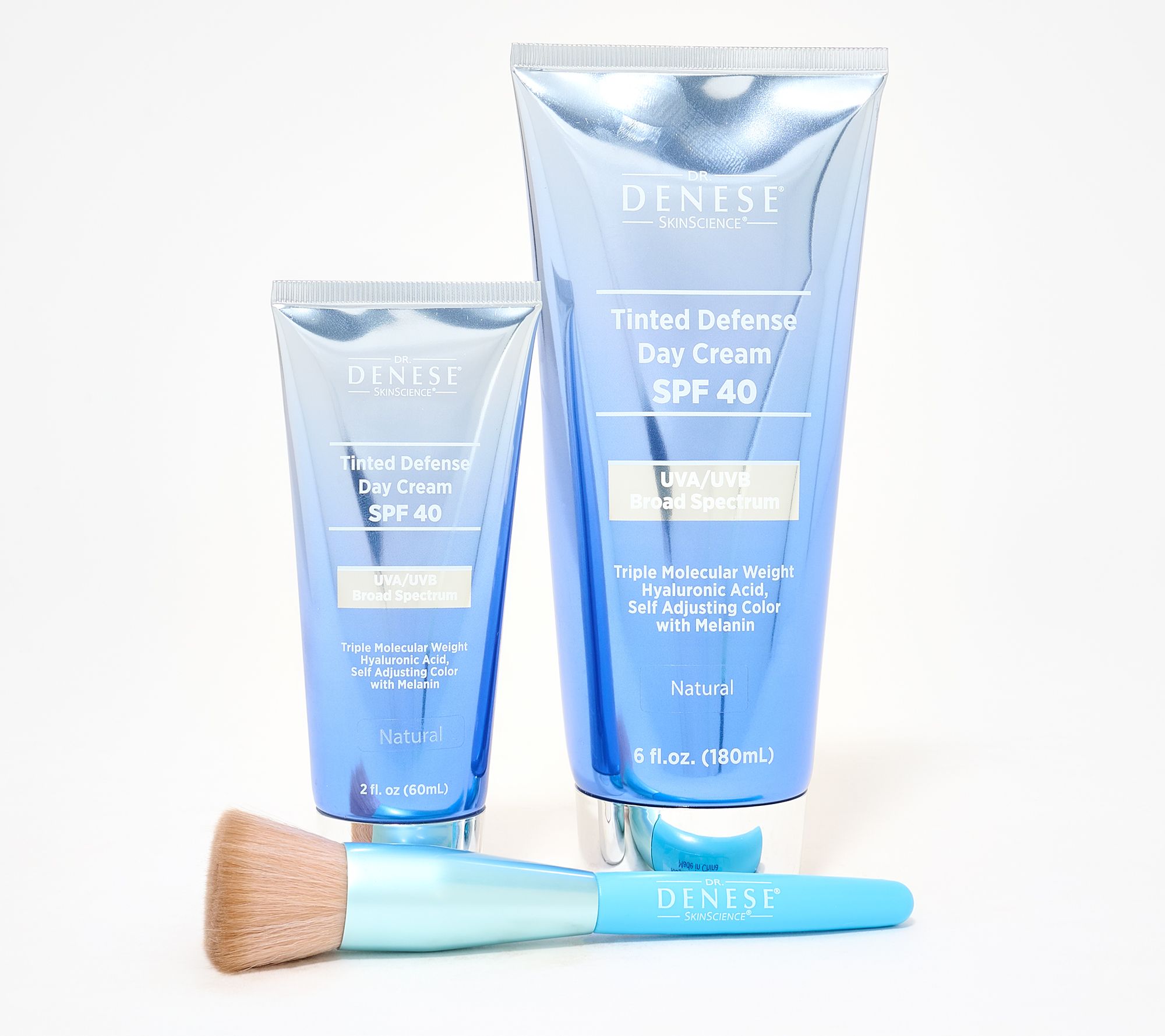 Dr.Denese SPF 40 Tinted Defense Day Cream Jumbo 6oz & 2oz w/Brush