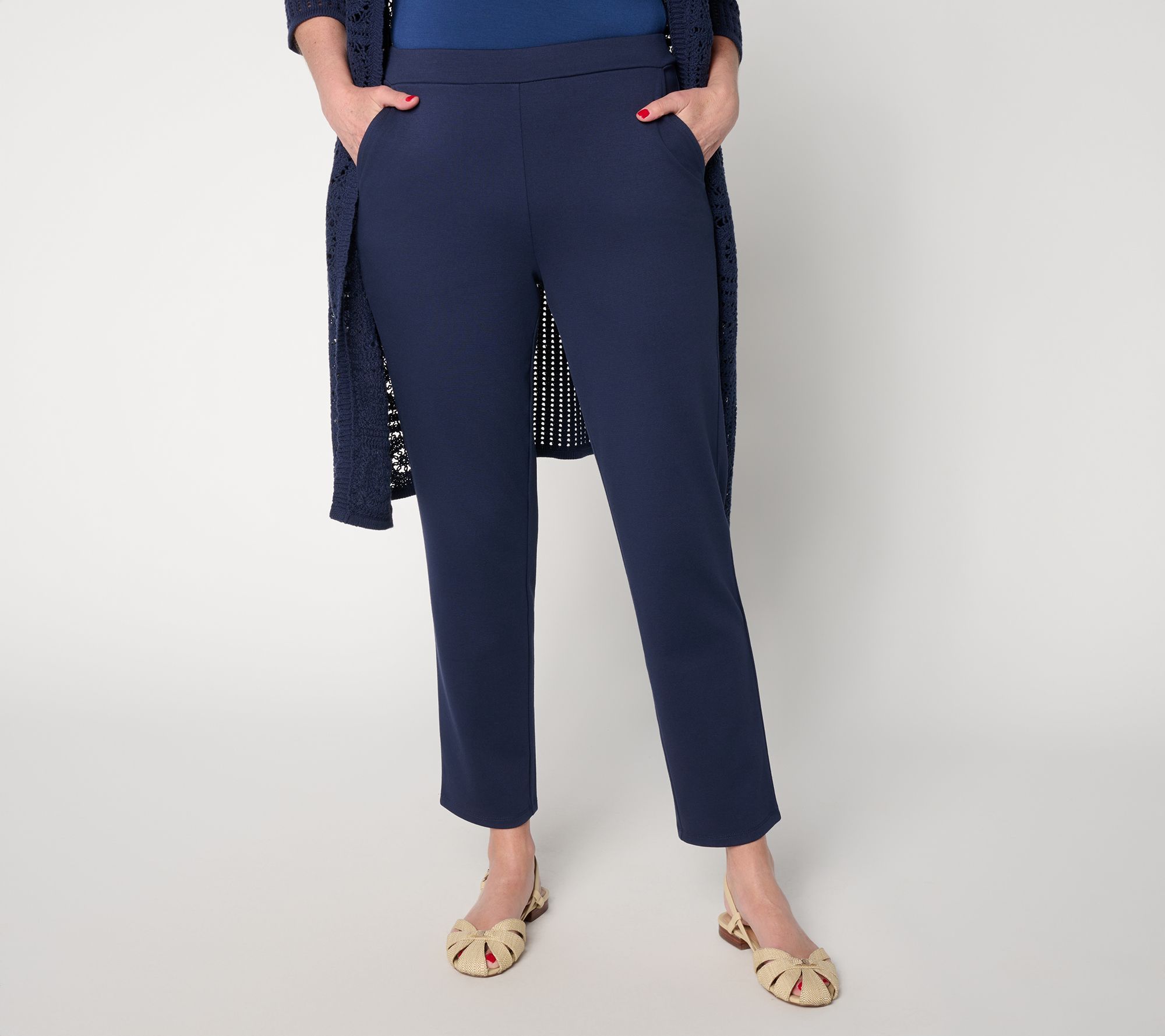 Joan Rivers Petite Ponte Slim Leg Pull-On Ankle Pants