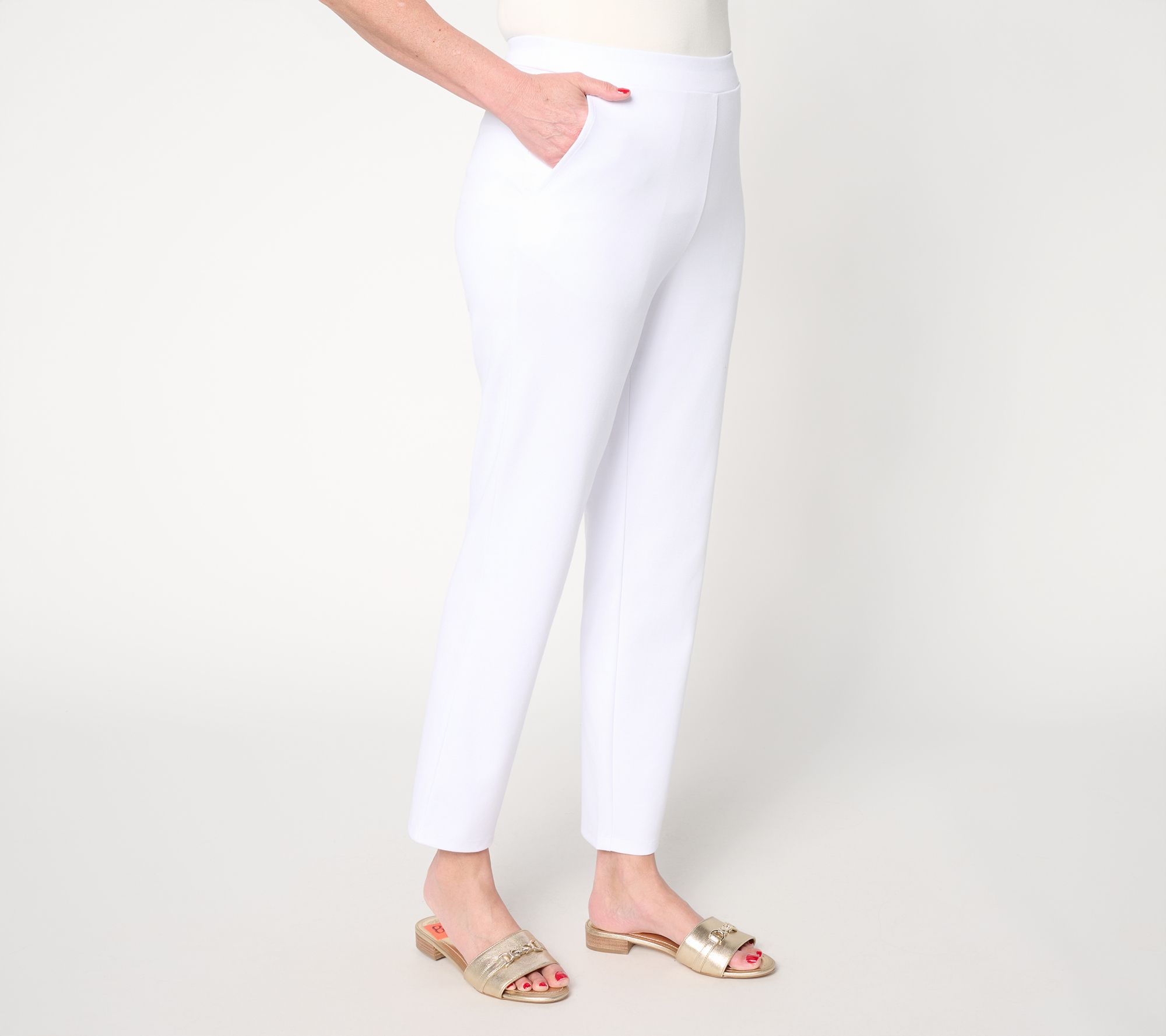 Joan Rivers Petite Ponte Slim Leg Pull-On Ankle Pants