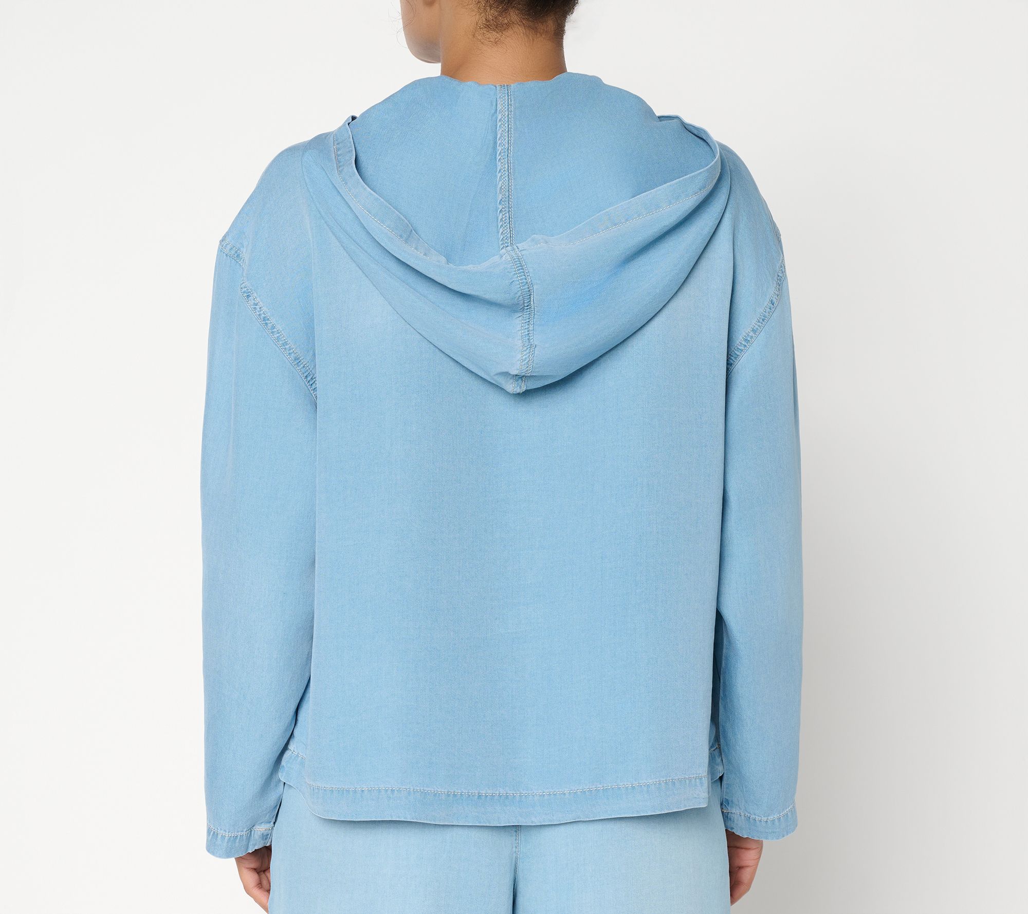 Peace Love World Denim Long Sleeve Lace Up Hoodie - QVC.com