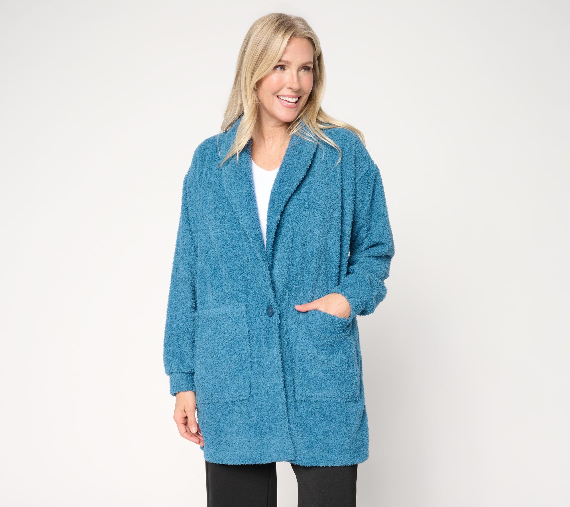 "As Is" Stan Herman Pebble Fleece Cardigan Lounger