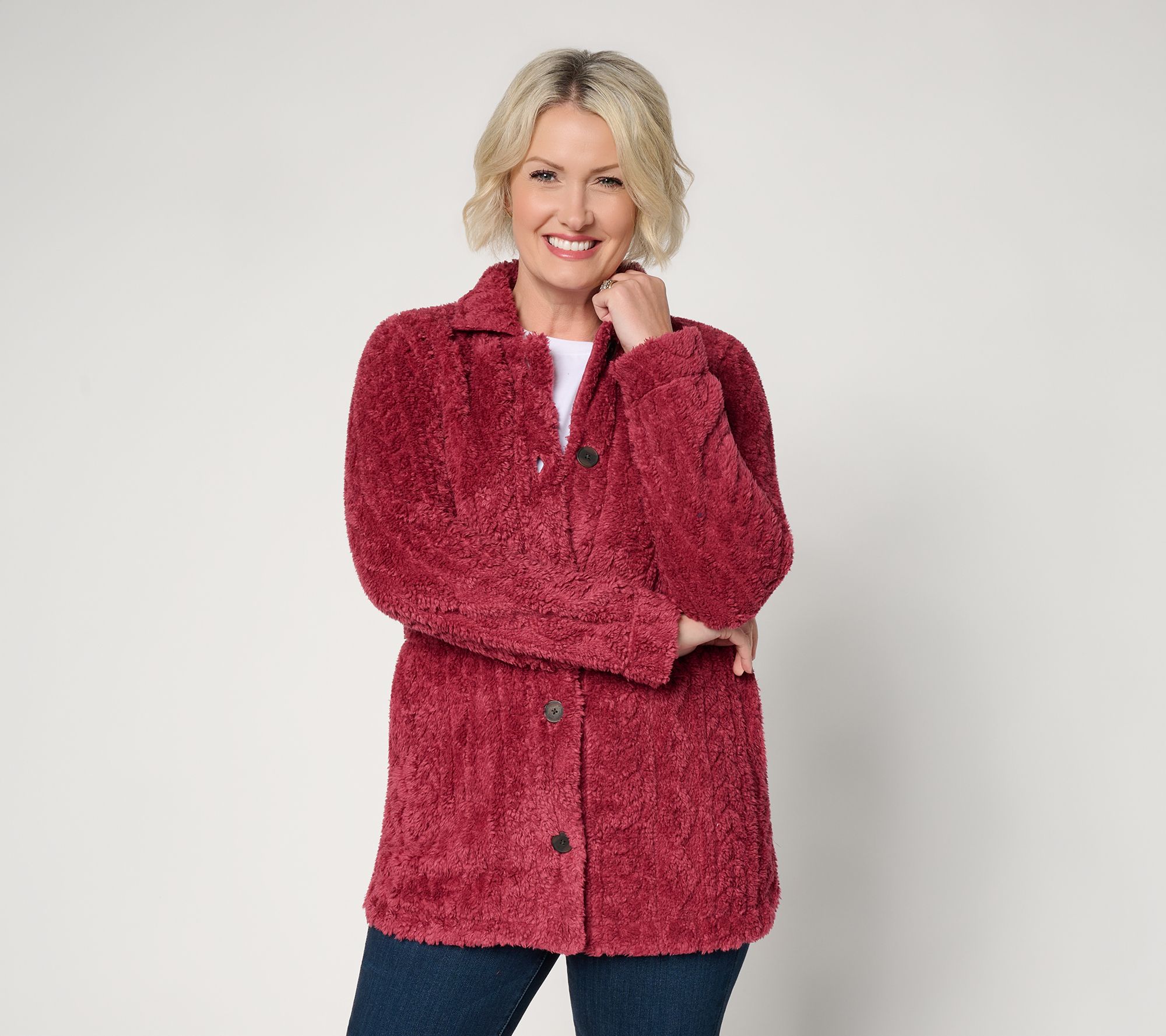 Cuddl Duds Sculpted Sherpa Shacket