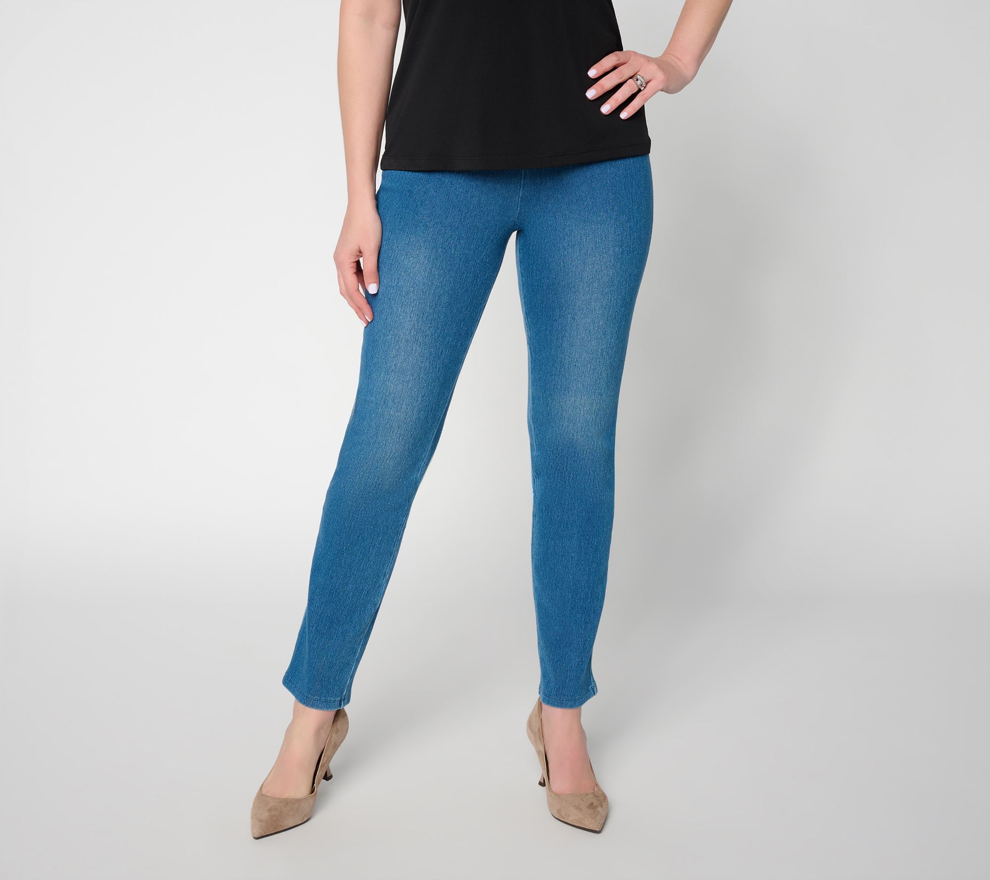 Women with Control Petite Prime Stretch Denim Straight Leg Jeans