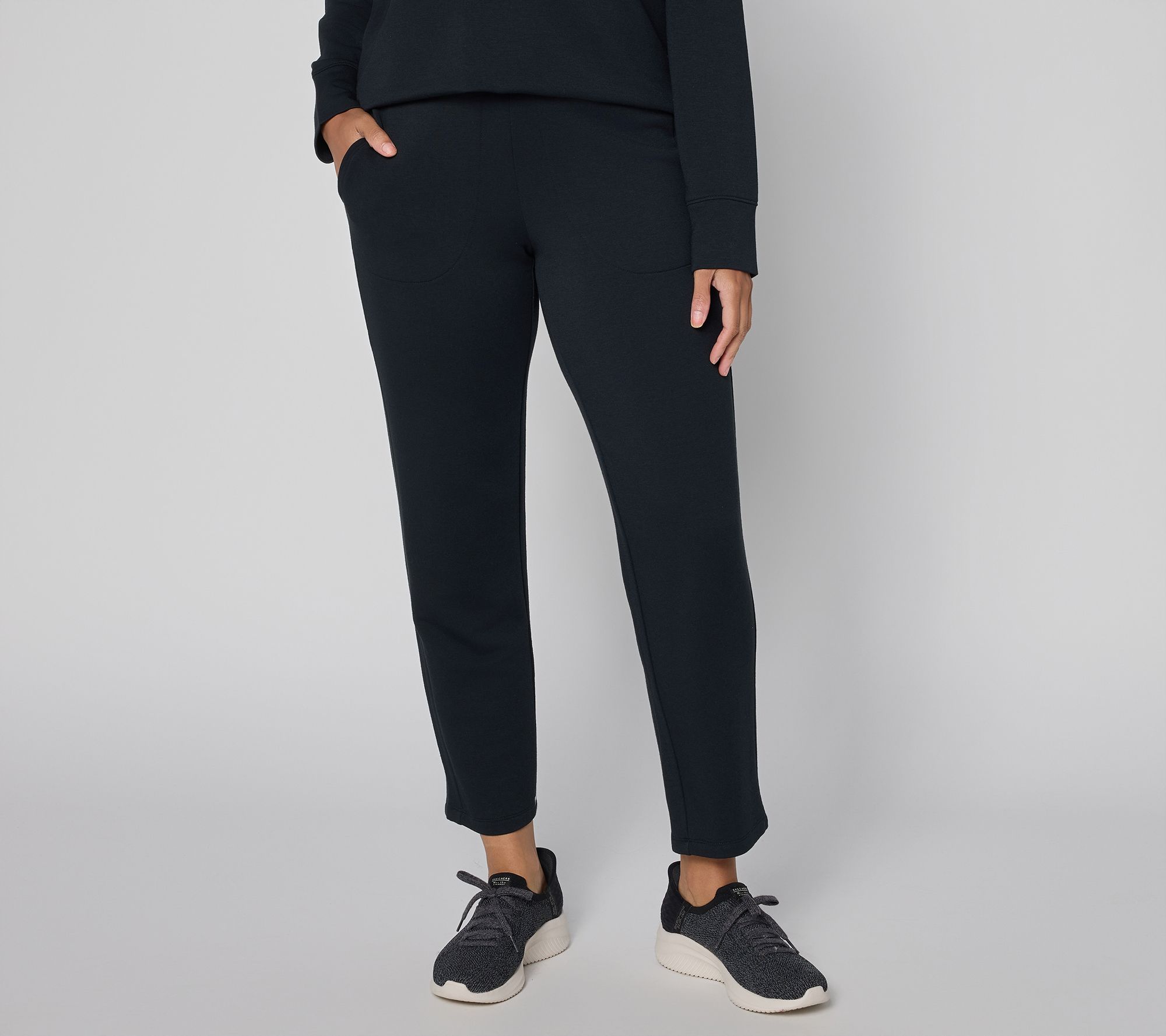 "As Is" Denim & Co. Active Reg Fleece Back Knit Ankle Pant