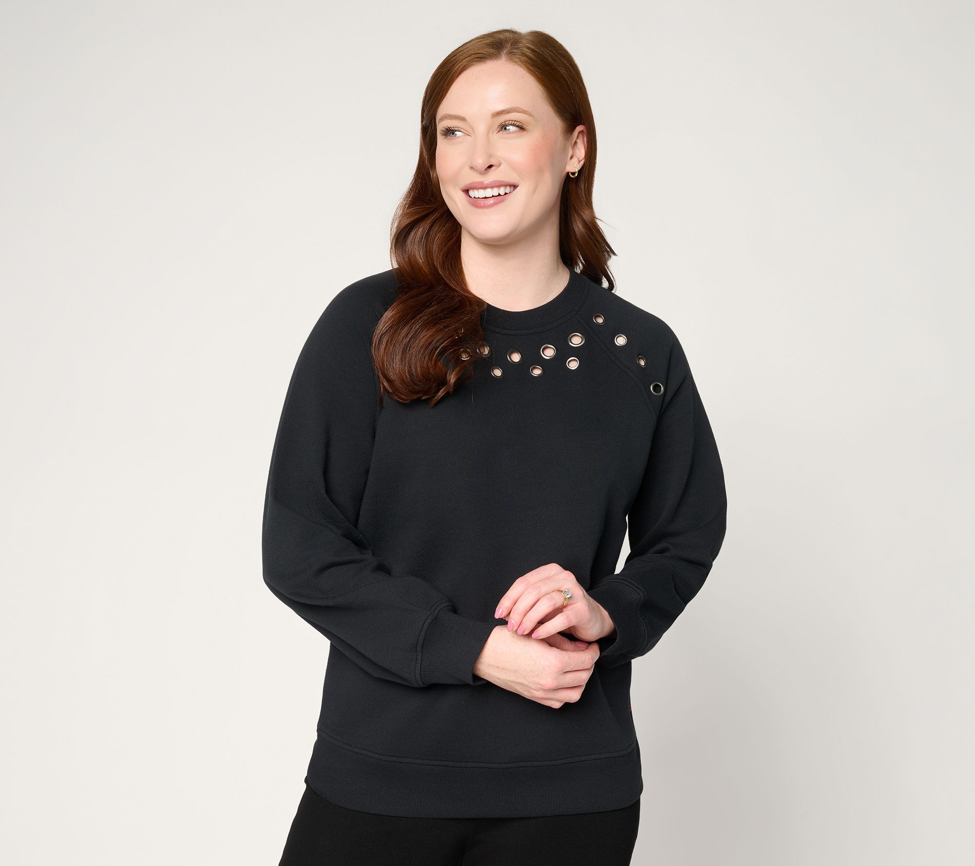 "As Is" Peace Love World Grommet Detail Sweatshirt