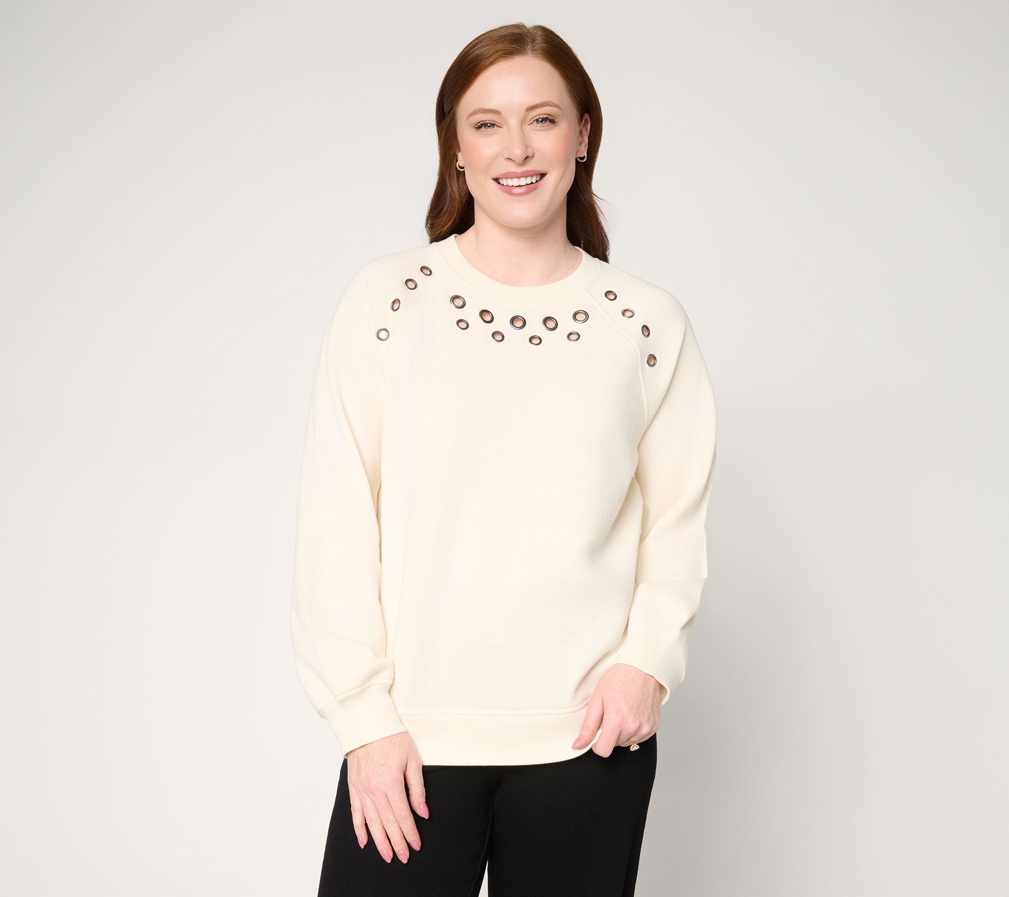 "As Is" Peace Love World Grommet Detail Sweatshirt