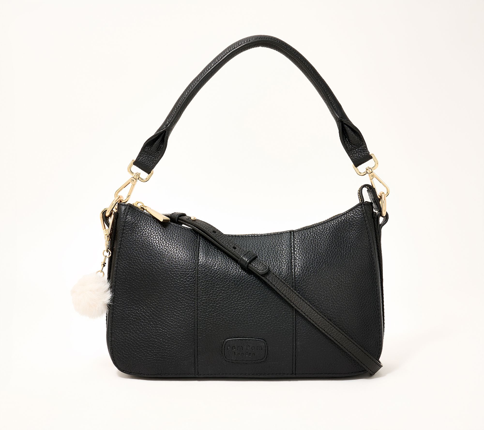 Pom Pom London Edgeware Leather Shoulder Bag & Crossbody Strap