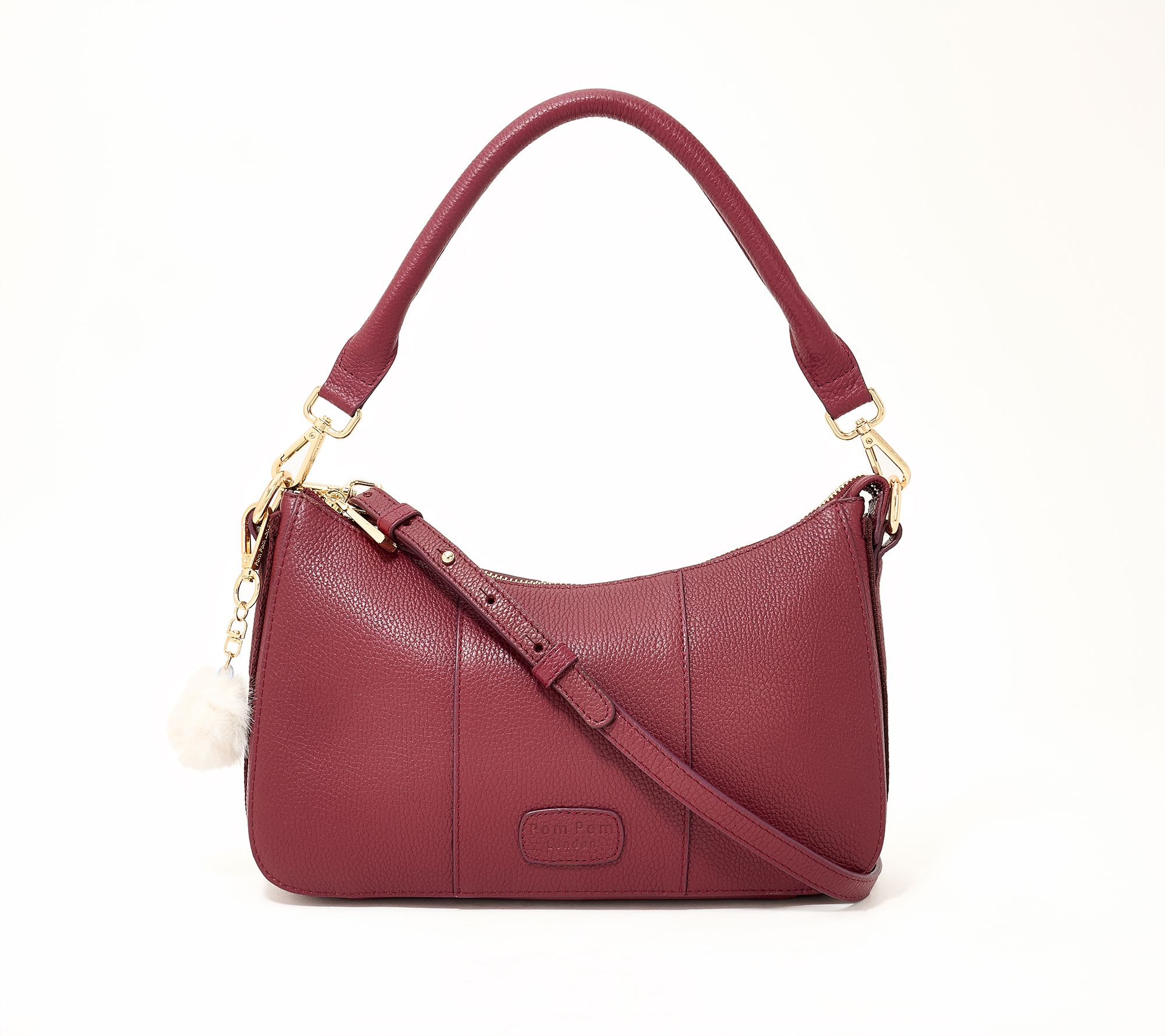 Pom Pom London Edgeware Leather Shoulder Bag & Crossbody Strap