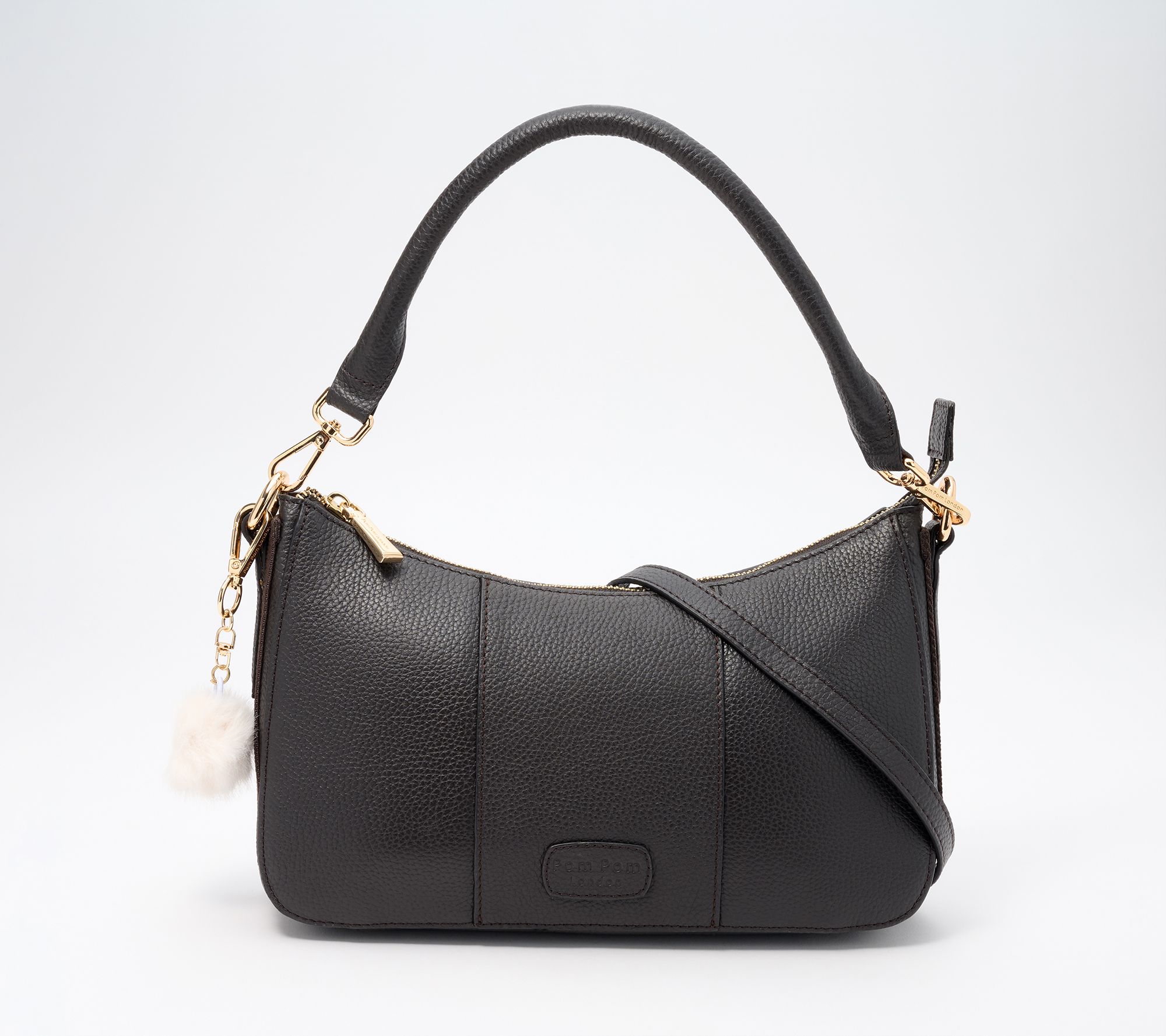 Pom Pom London Edgeware Leather Shoulder Bag & Crossbody Strap