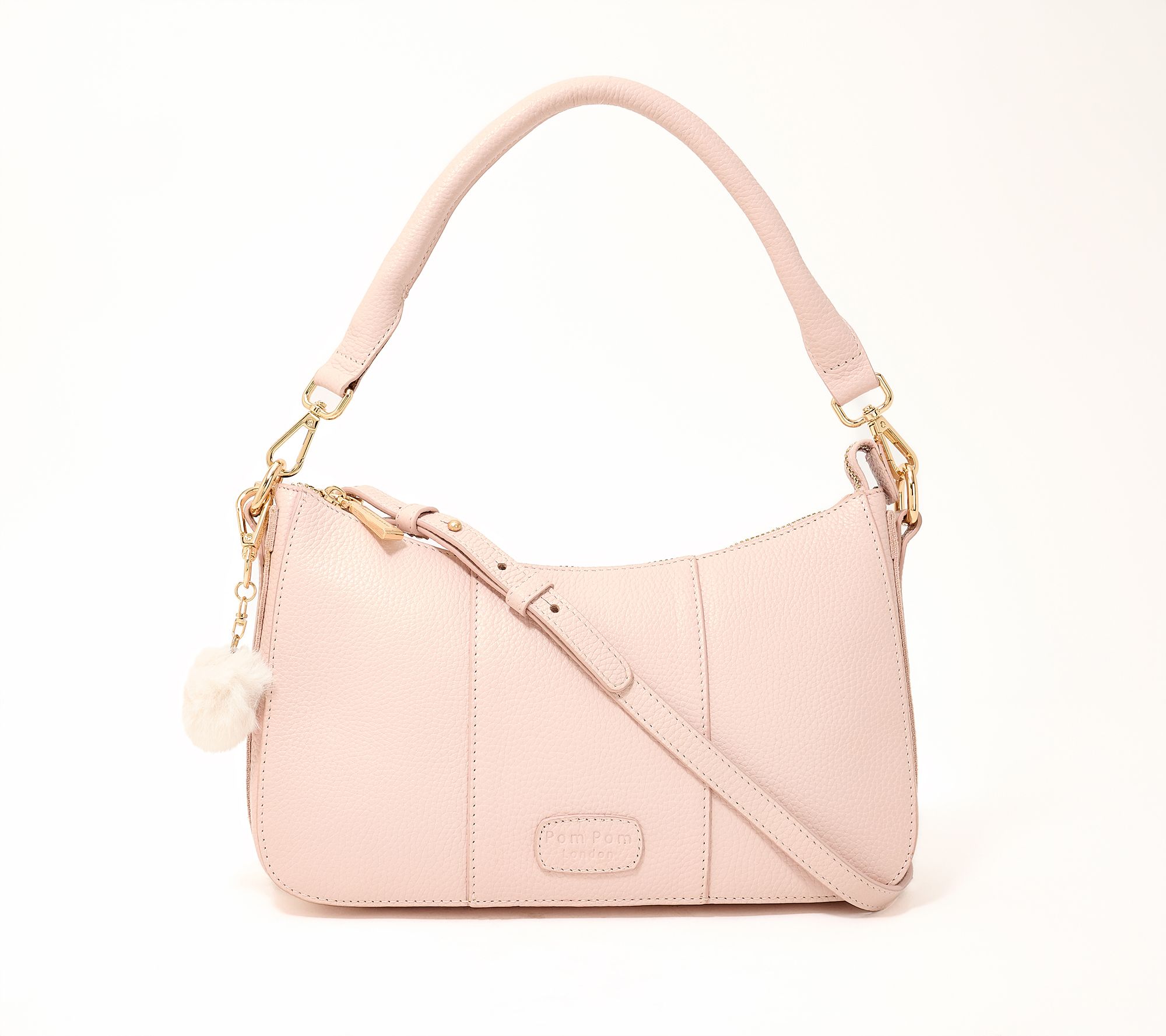 Pom Pom London Edgeware Leather Shoulder Bag & Crossbody Strap