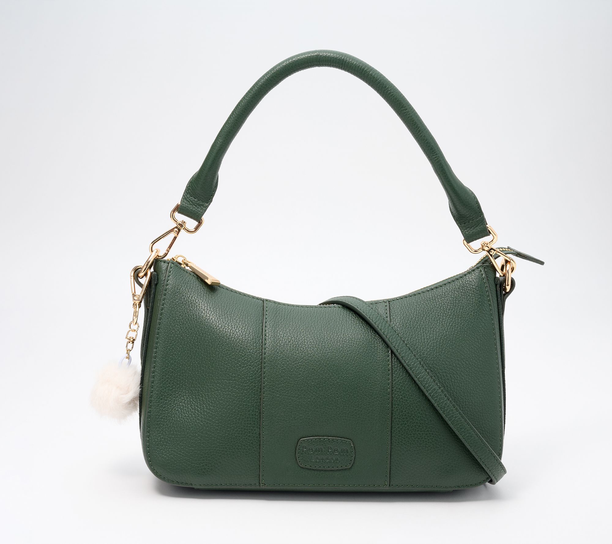 Pom Pom London Edgeware Leather Shoulder Bag & Crossbody Strap