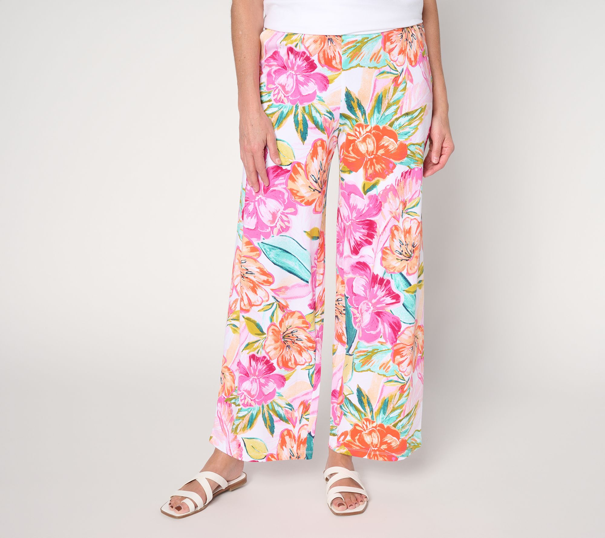 "As Is" Denim & Co. Tall Beach Jersey Full Length Wide Leg Pants