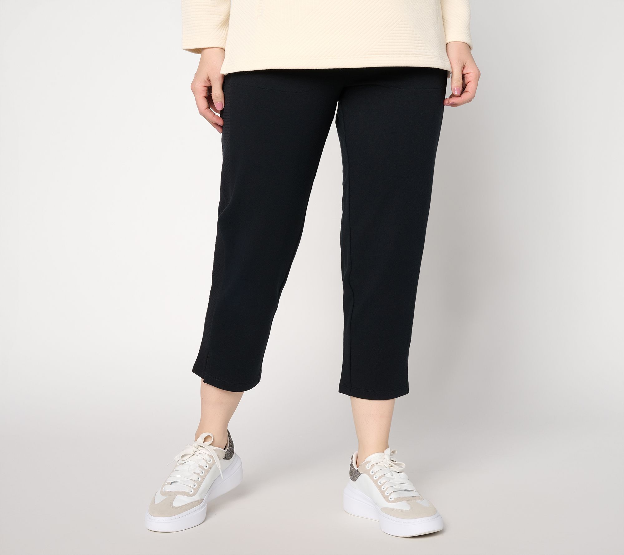 "As Is" Denim & Co. Active Regular Pattern Jacquard Crop Pants