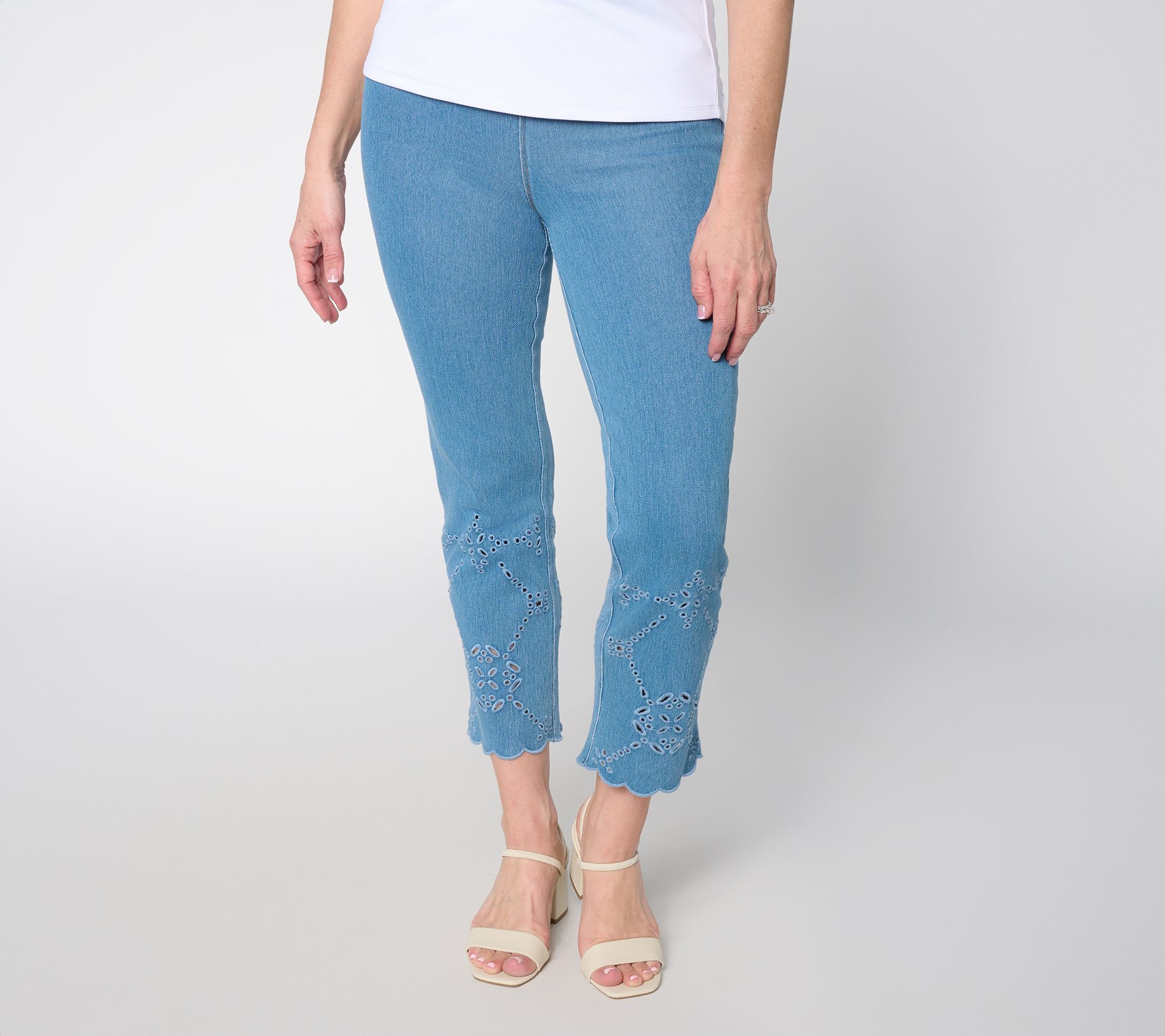 Lysse New York Billie Eyelet Knit Denim Pant