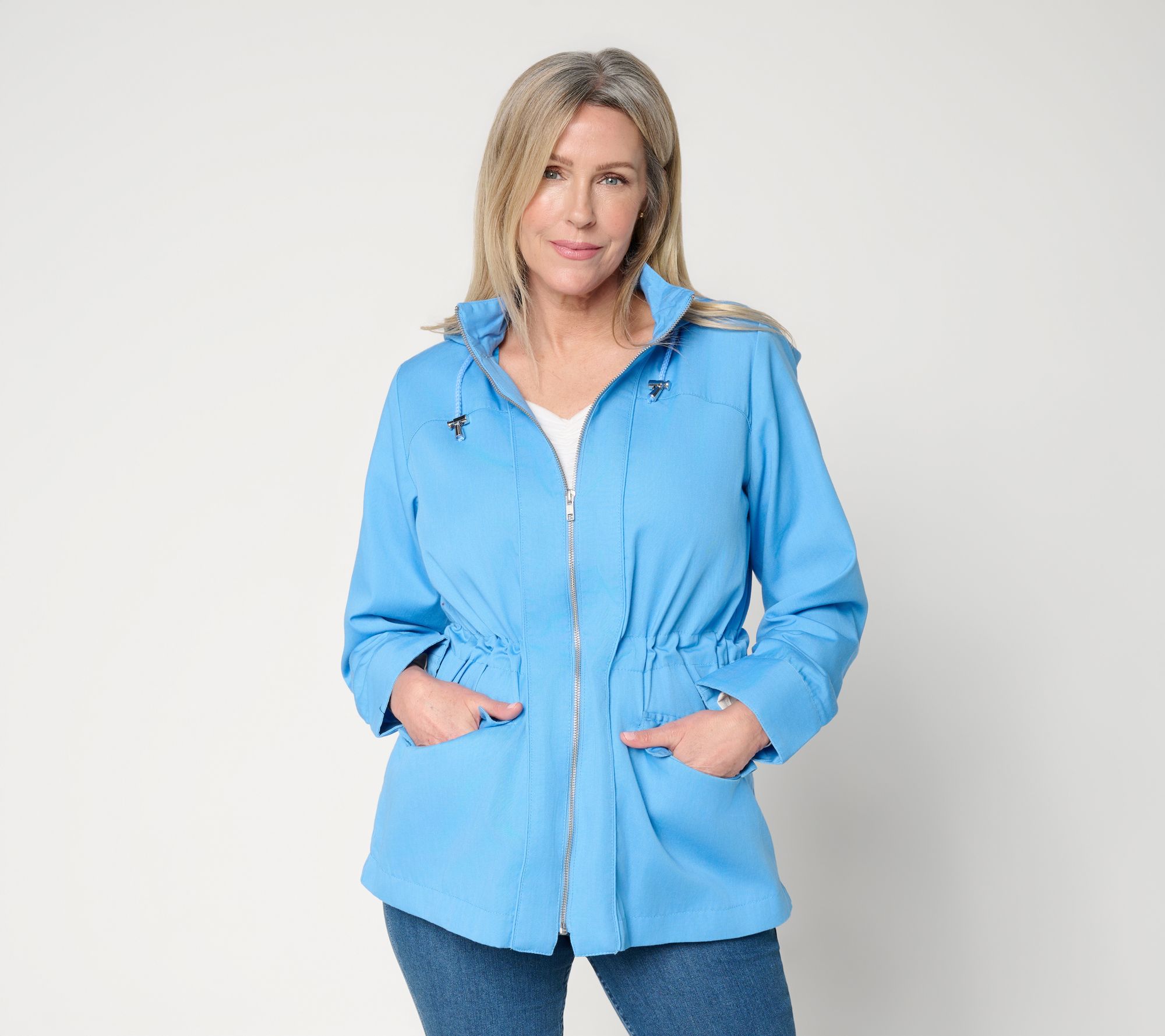 "As Is" Susan Graver Reg Water Repellent Jacket with Printed Lining