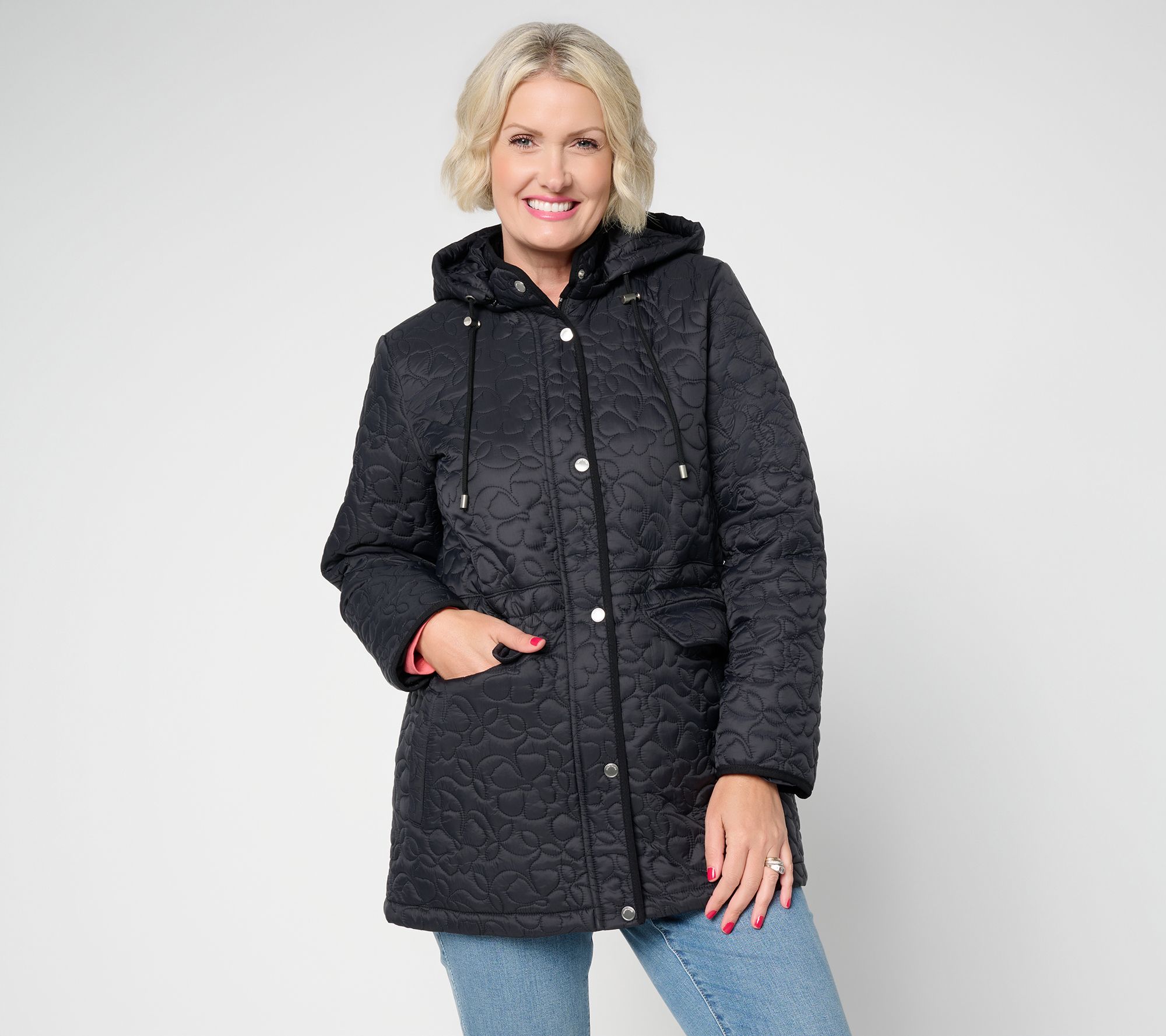  Susan Graver Petite Water Repellent Jacket w/ Removable Hood