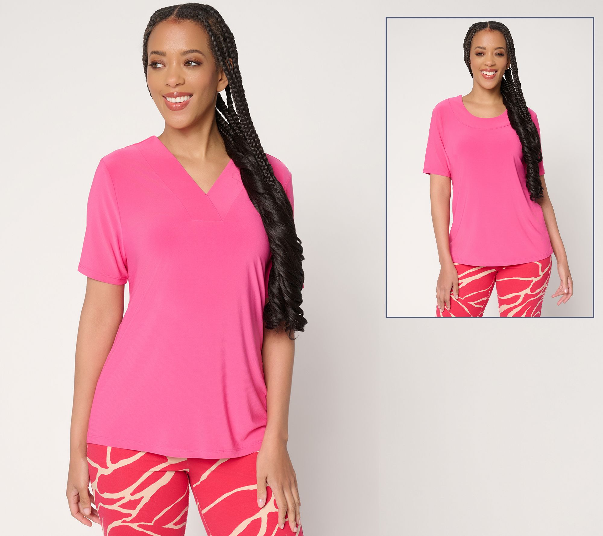 "As Is" Women with Control Como Jersey Reversible Neckline Top