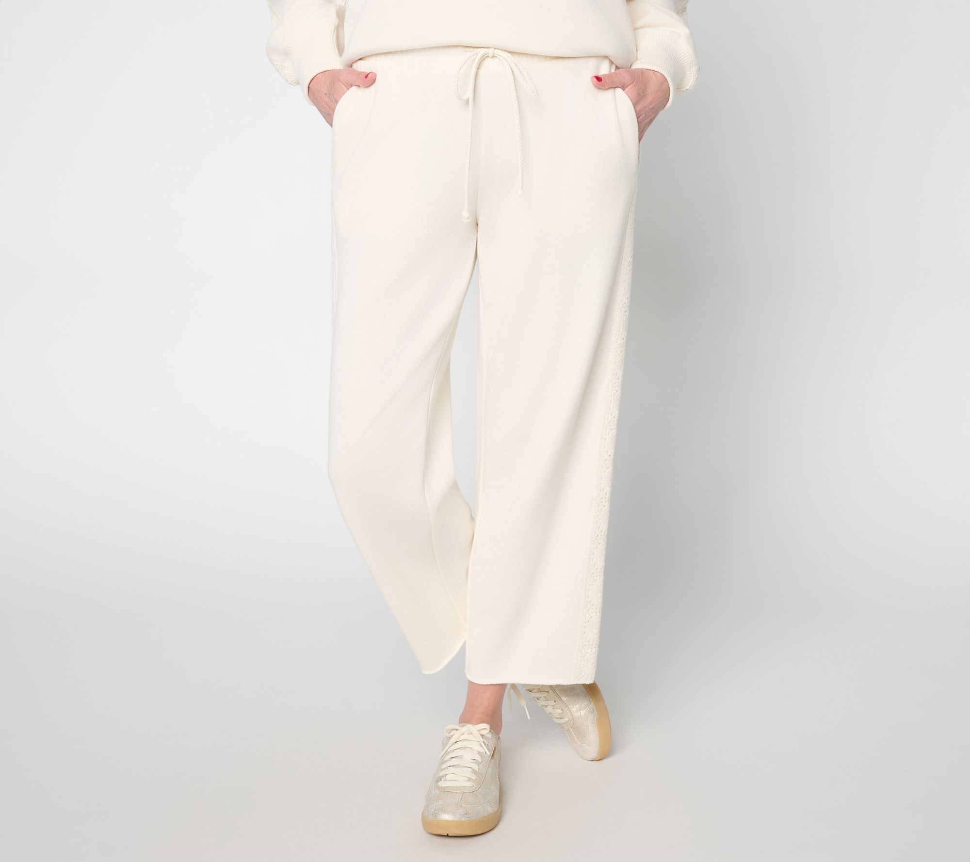 "As Is" Peace Love World Boheme Petite Cropped Pants with Crochet