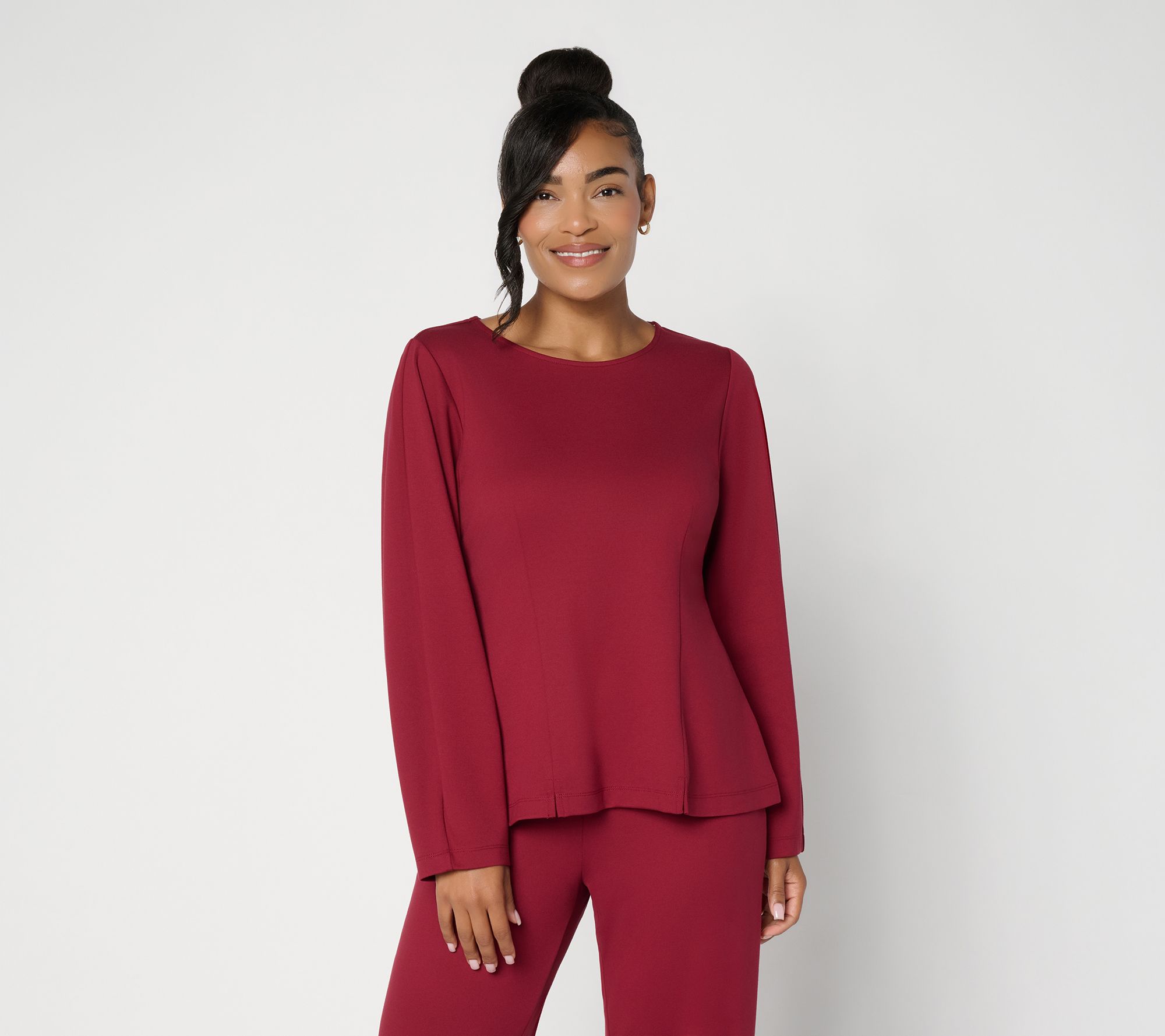 Peace Love World Crew Neck Long Sleeve Ponte Top
