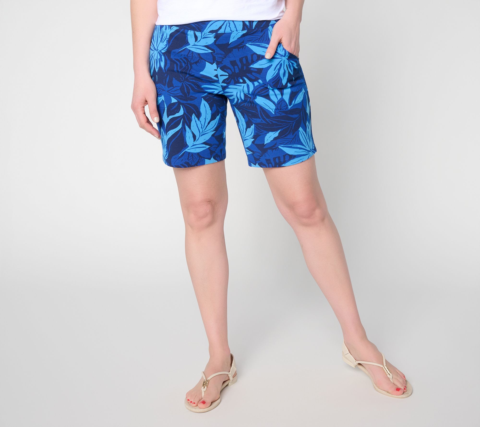 "As Is" Denim & Co. Reg Printed Any Day Duo Stretch Short