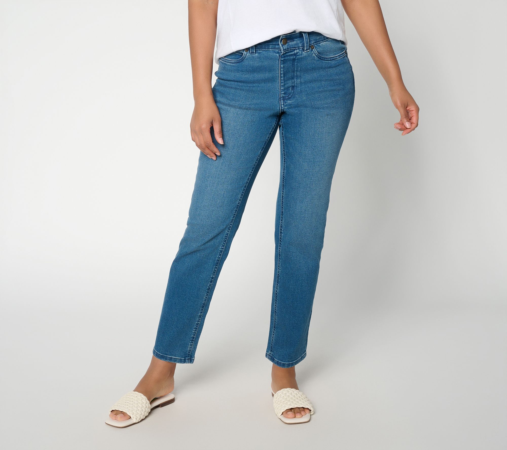 "As Is" Denim & Co. Regular Indigo So Soft Denim Straight Leg Jeans