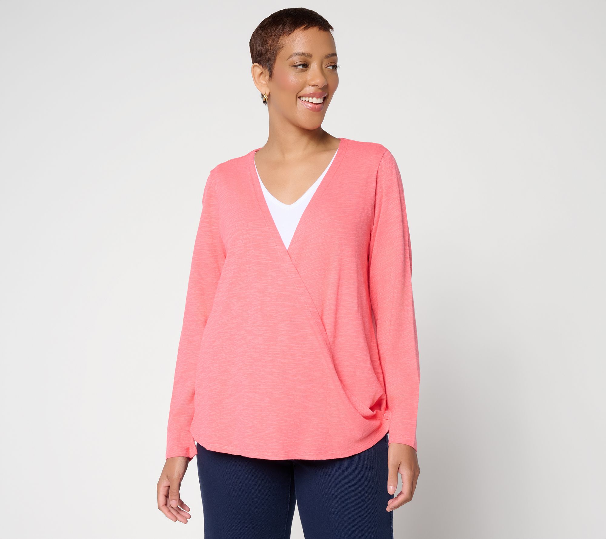 "As Is" Denim & Co. Essentials Cotton Slub 4-in-1 Open Front Cardigan
