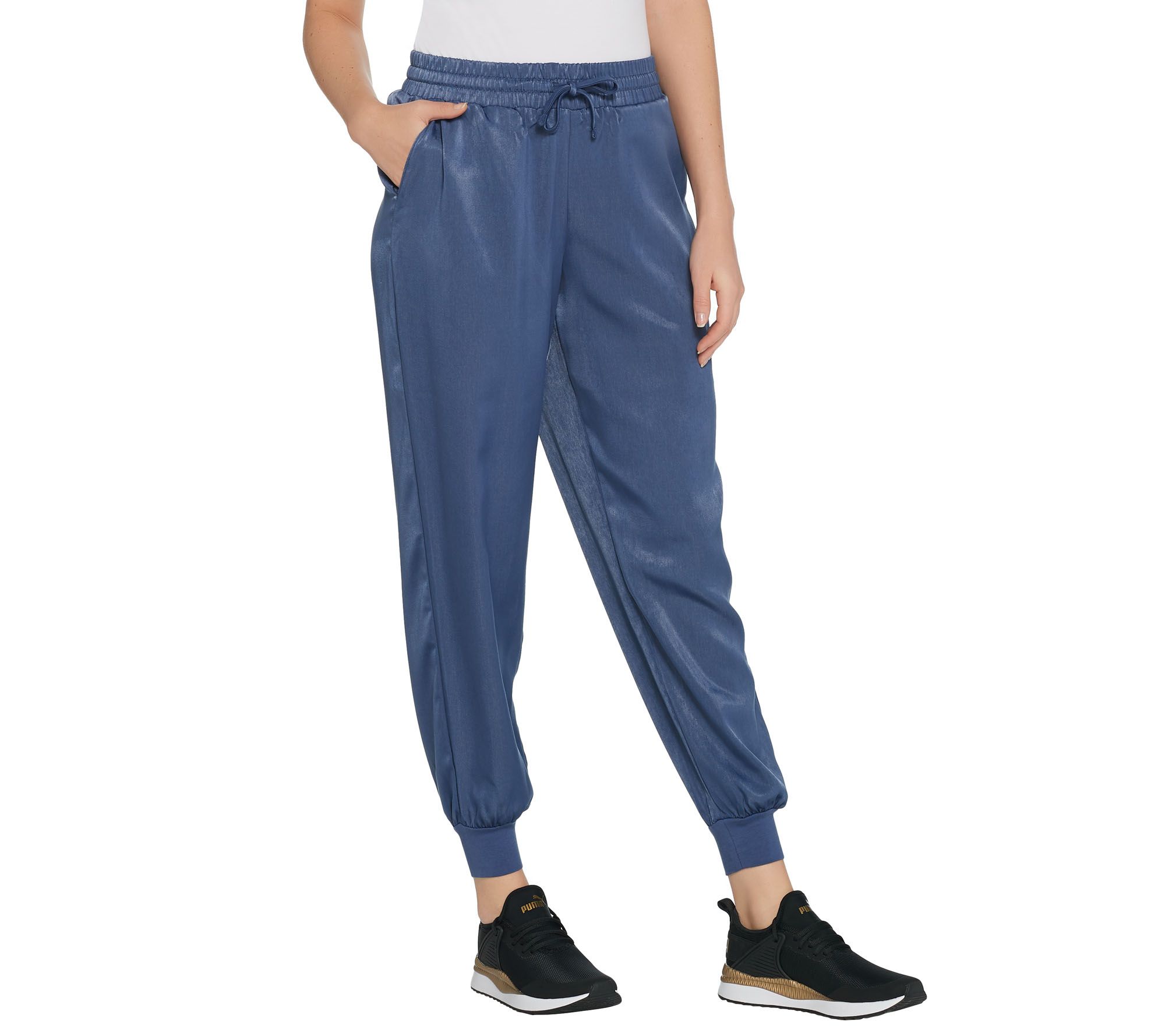 AnyBody Petite Pull-On All-Stretch Twill Pant w/ Pockets 